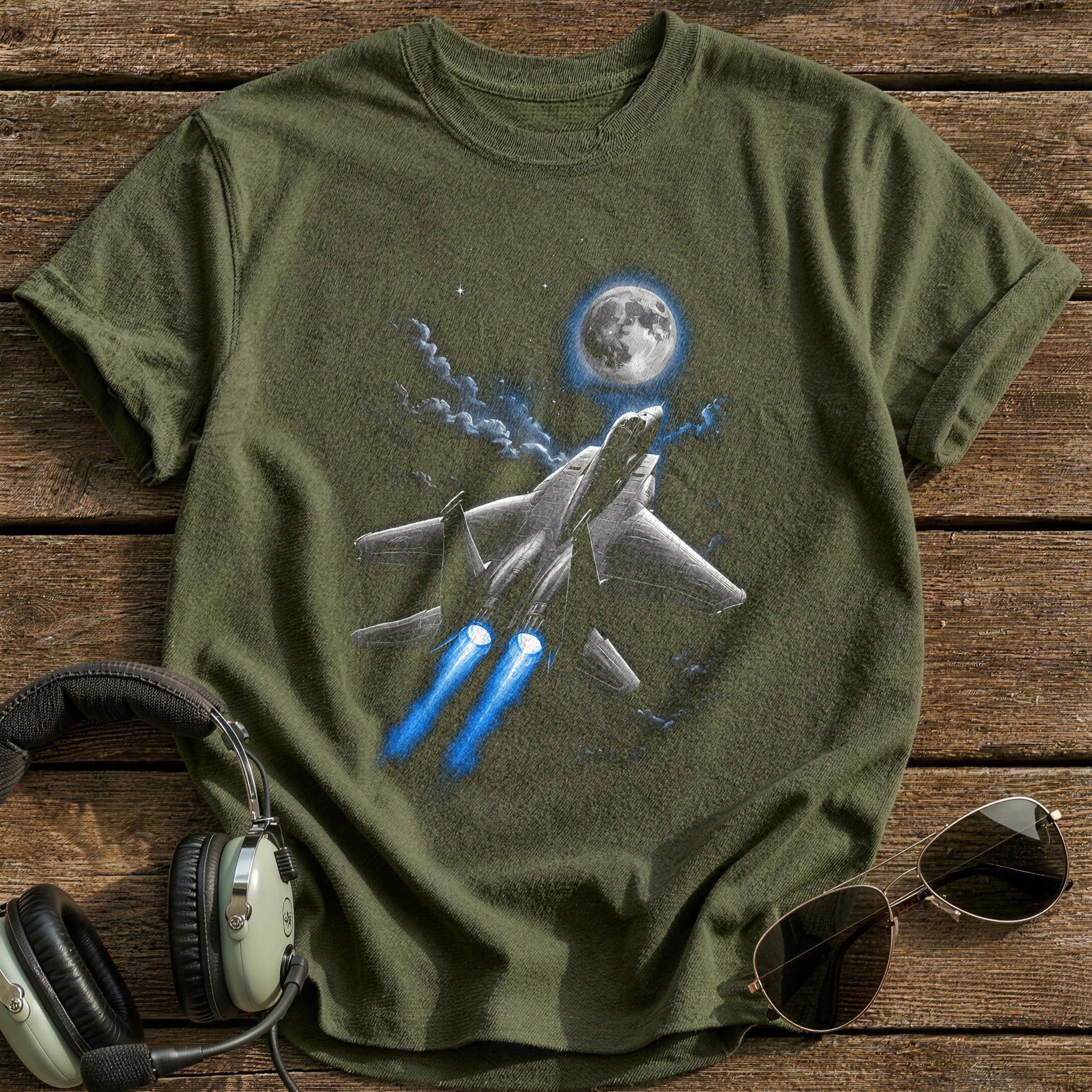 Night Jet Moon T-Shirt - Military Green