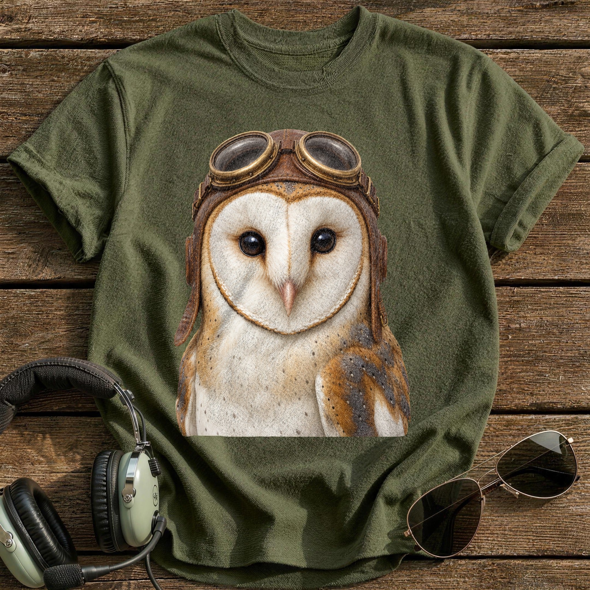 Owl Pilot T-Shirt - Military Green