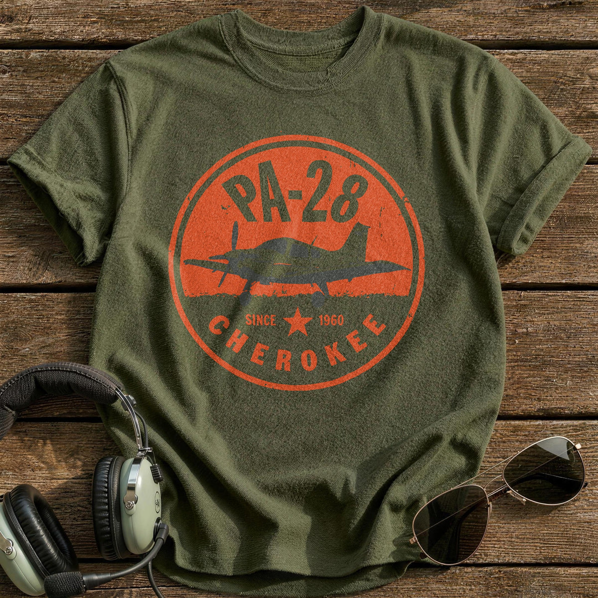 PA-28 Cherokee Since 1960 T-Shirt - Military Green