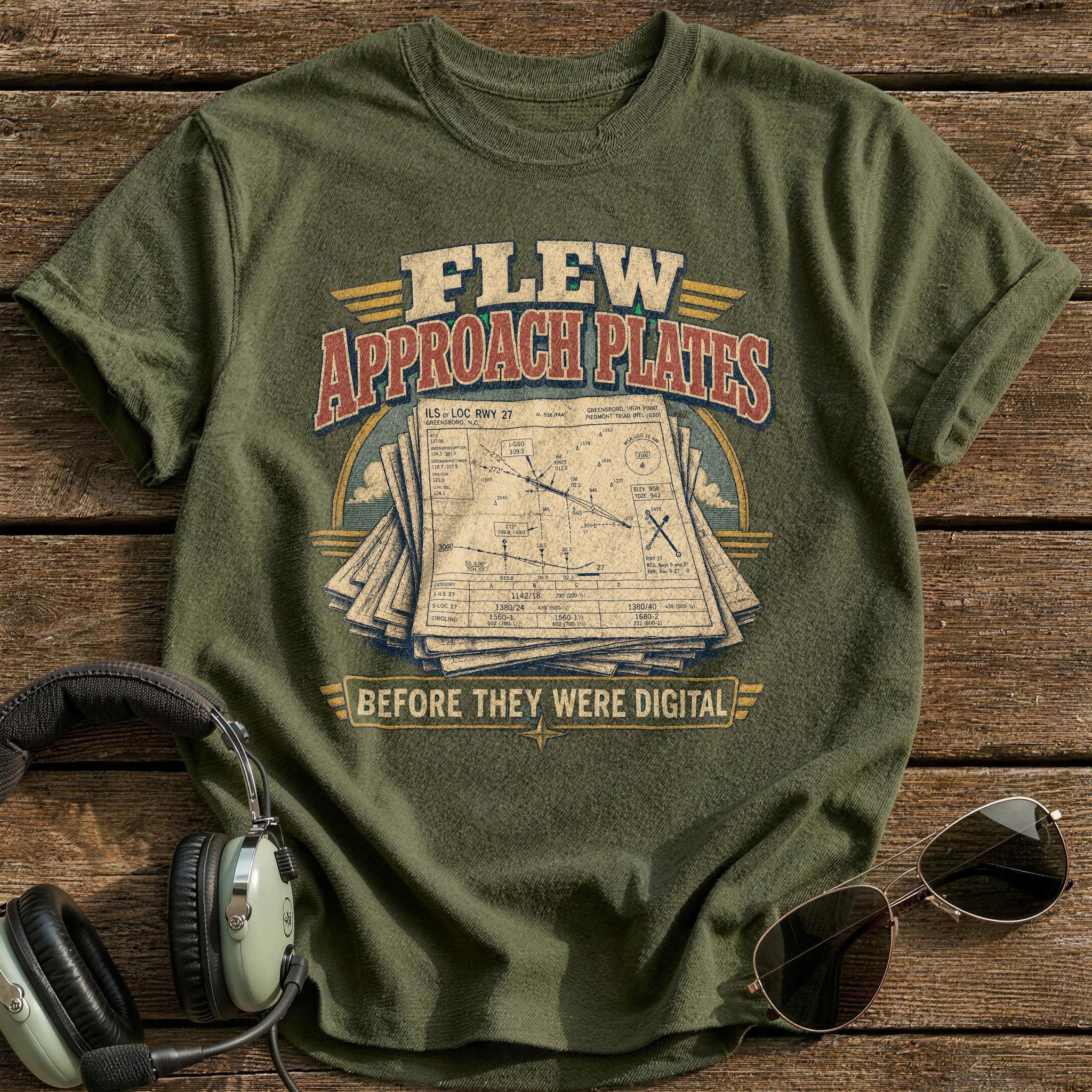 Paper Navigation T-Shirt - Military Green