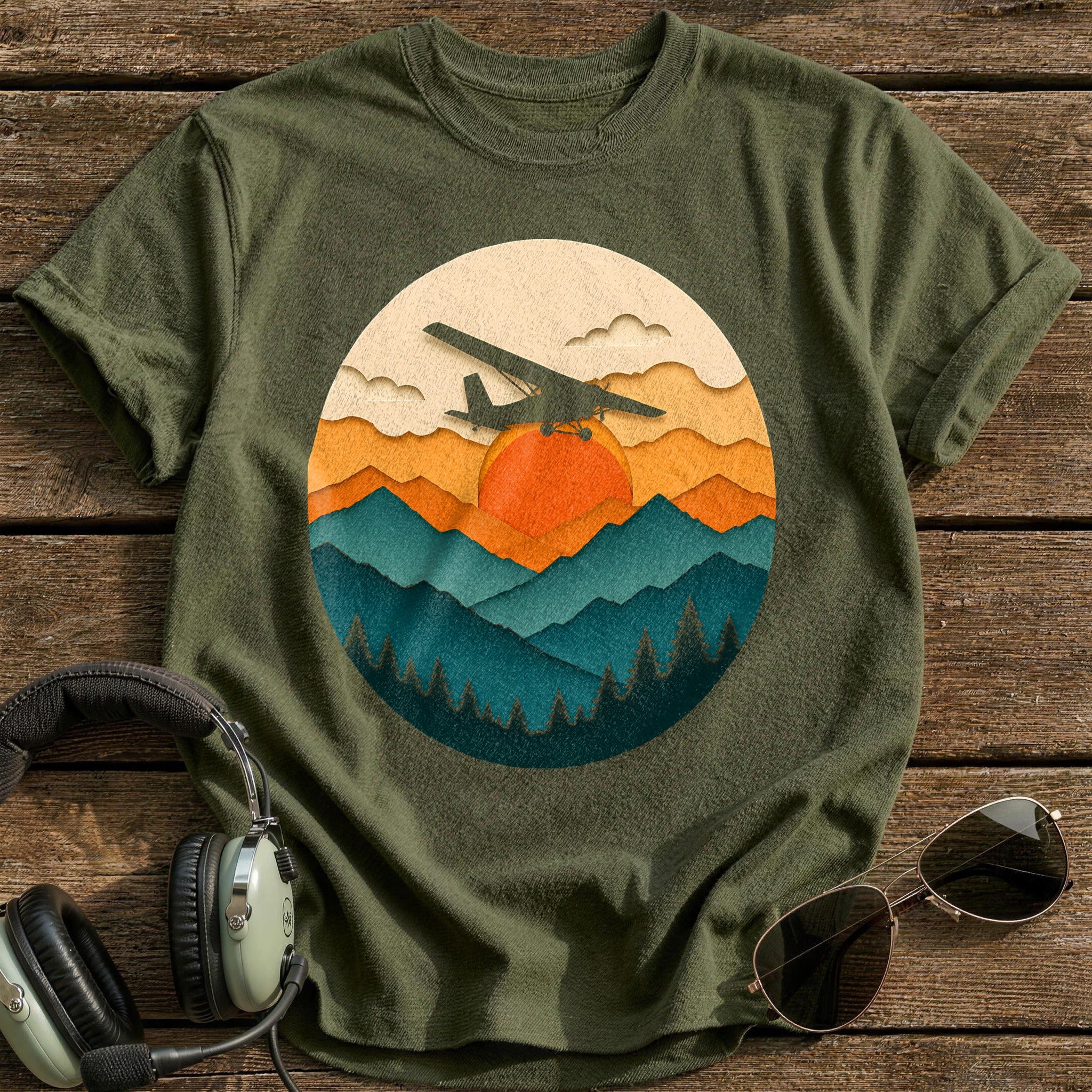 Papercut Plane 41 T-Shirt - Military Green