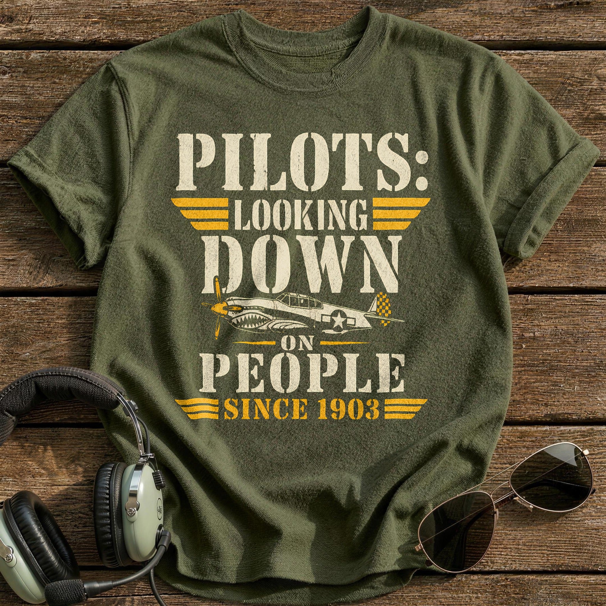 Pilots Looking Down - Military Green