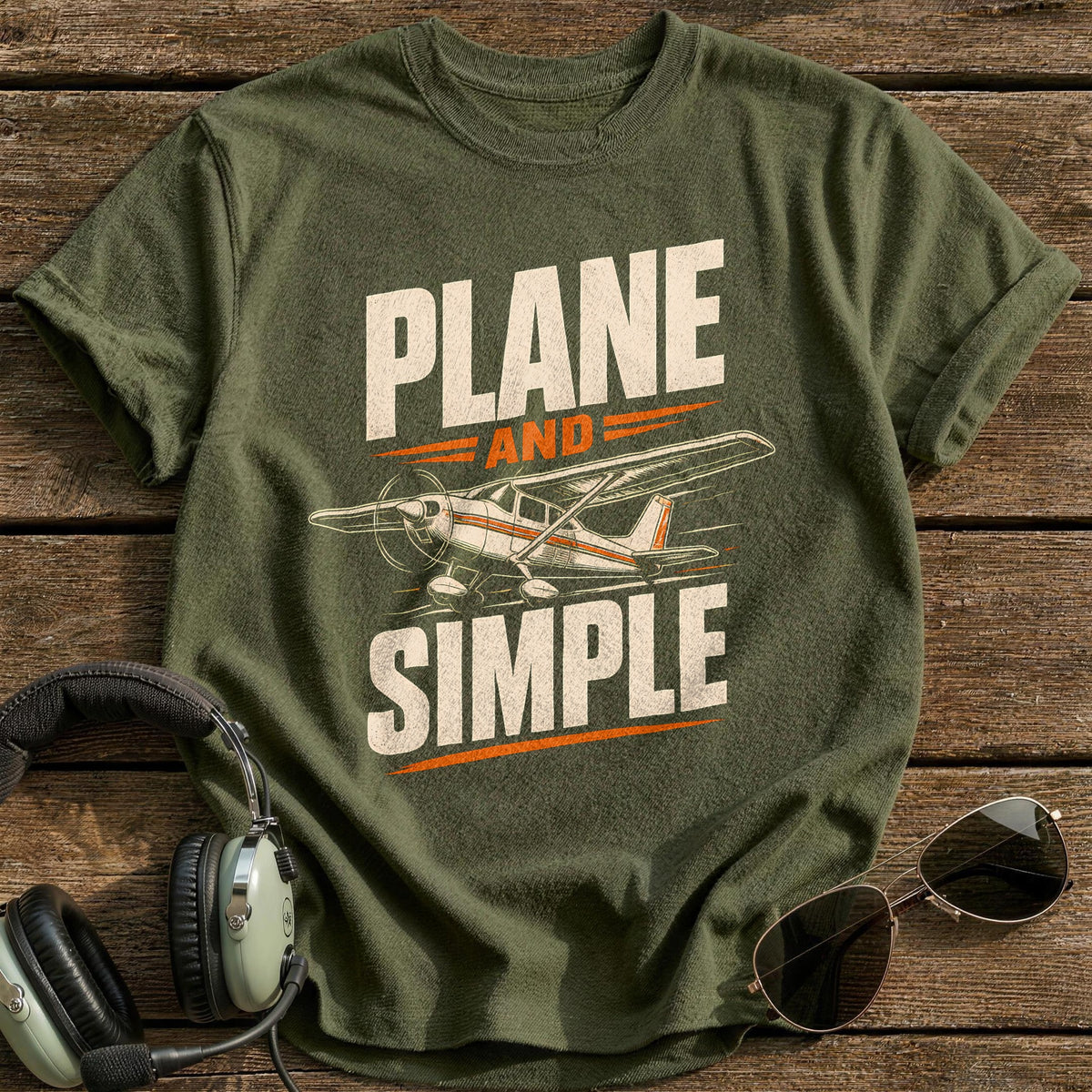 Plane And Simple 75 T-Shirt - Military Green