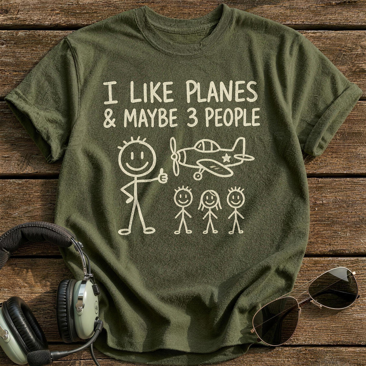 Planes 3 People 71 T-Shirt - Military Green