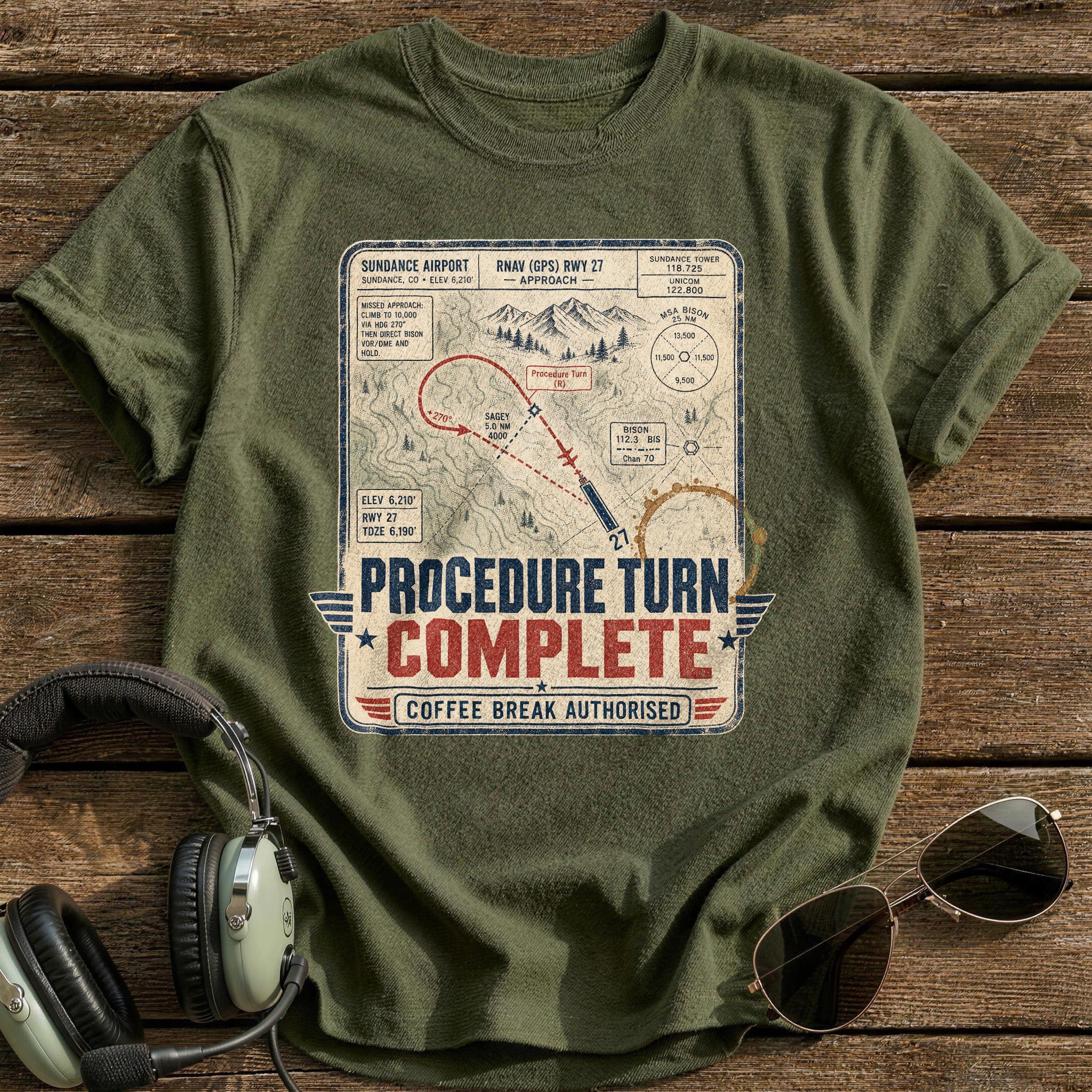 Procedure Turn Complete T-Shirt - Military Green