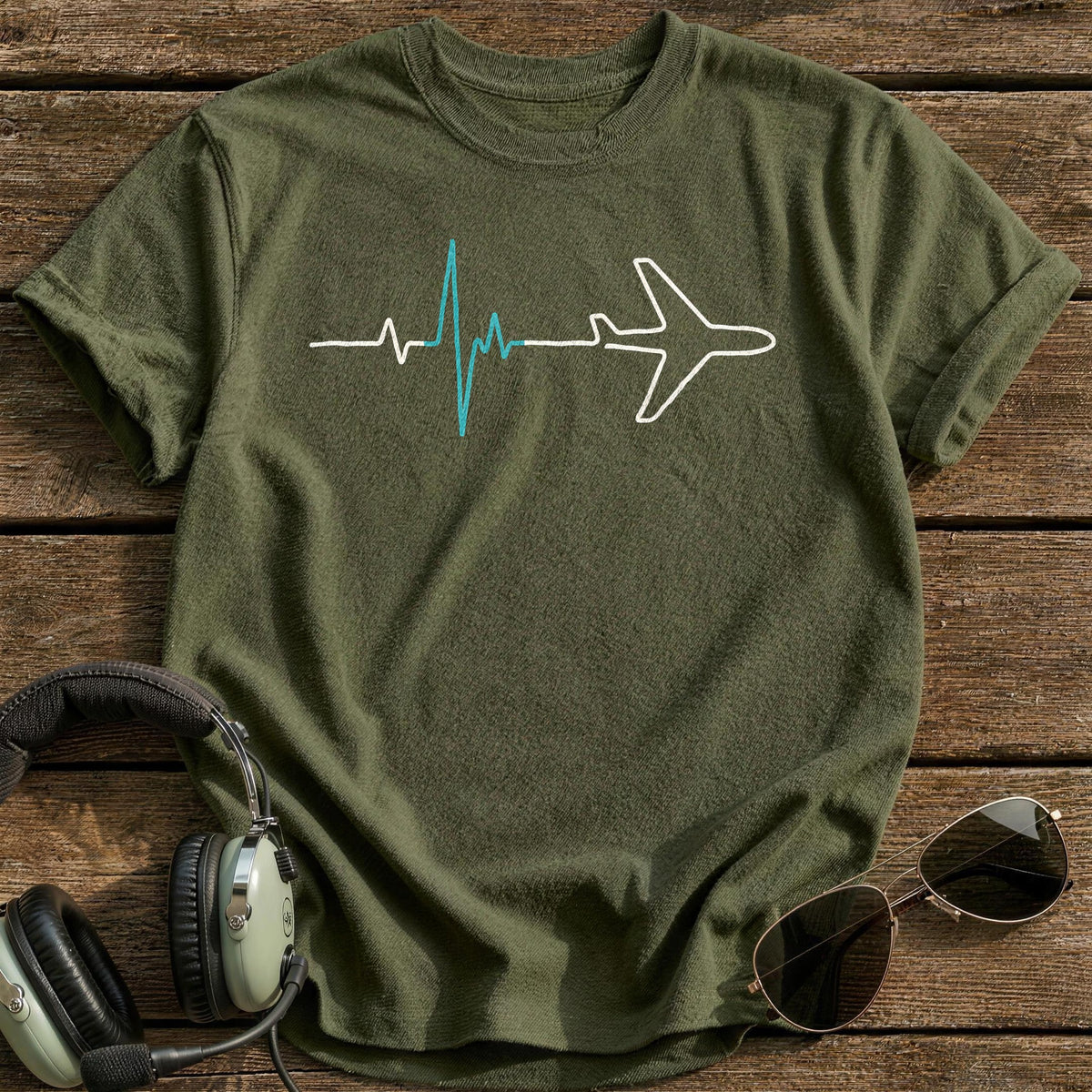 Pulse & Altitude T-Shirt - Military Green
