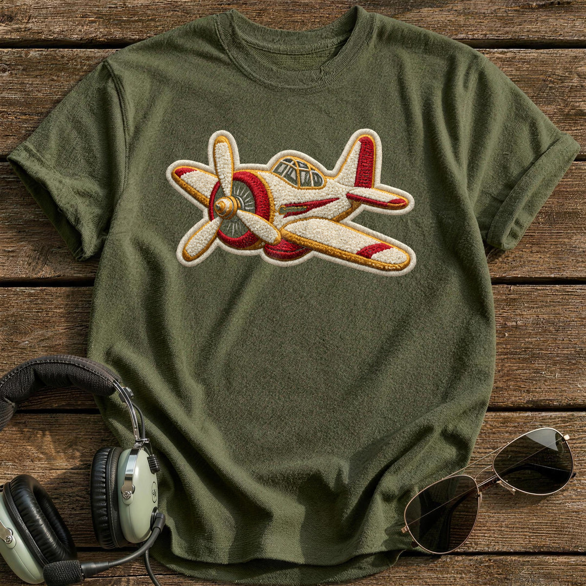Radial Red & Gold T-Shirt - Military Green