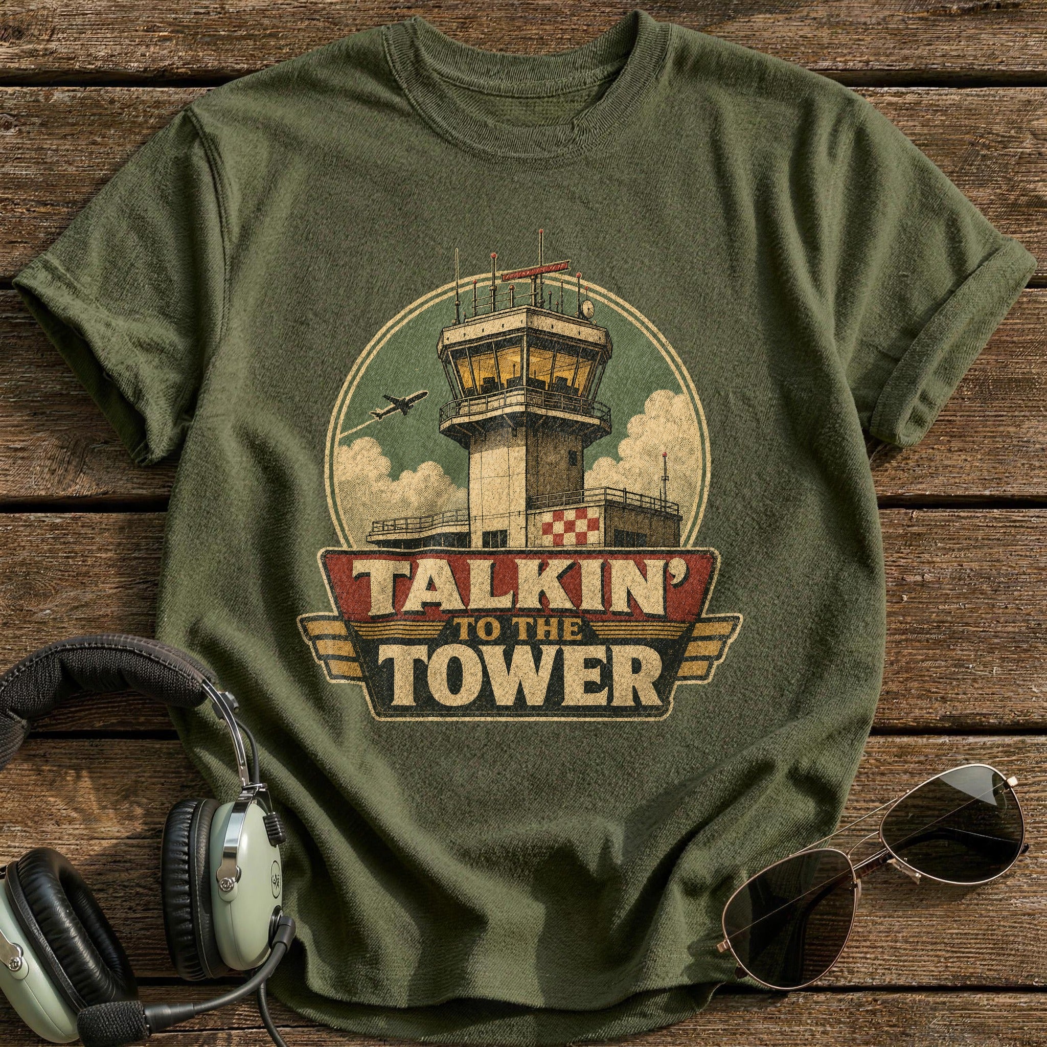Radio Check T-Shirt - Military Green