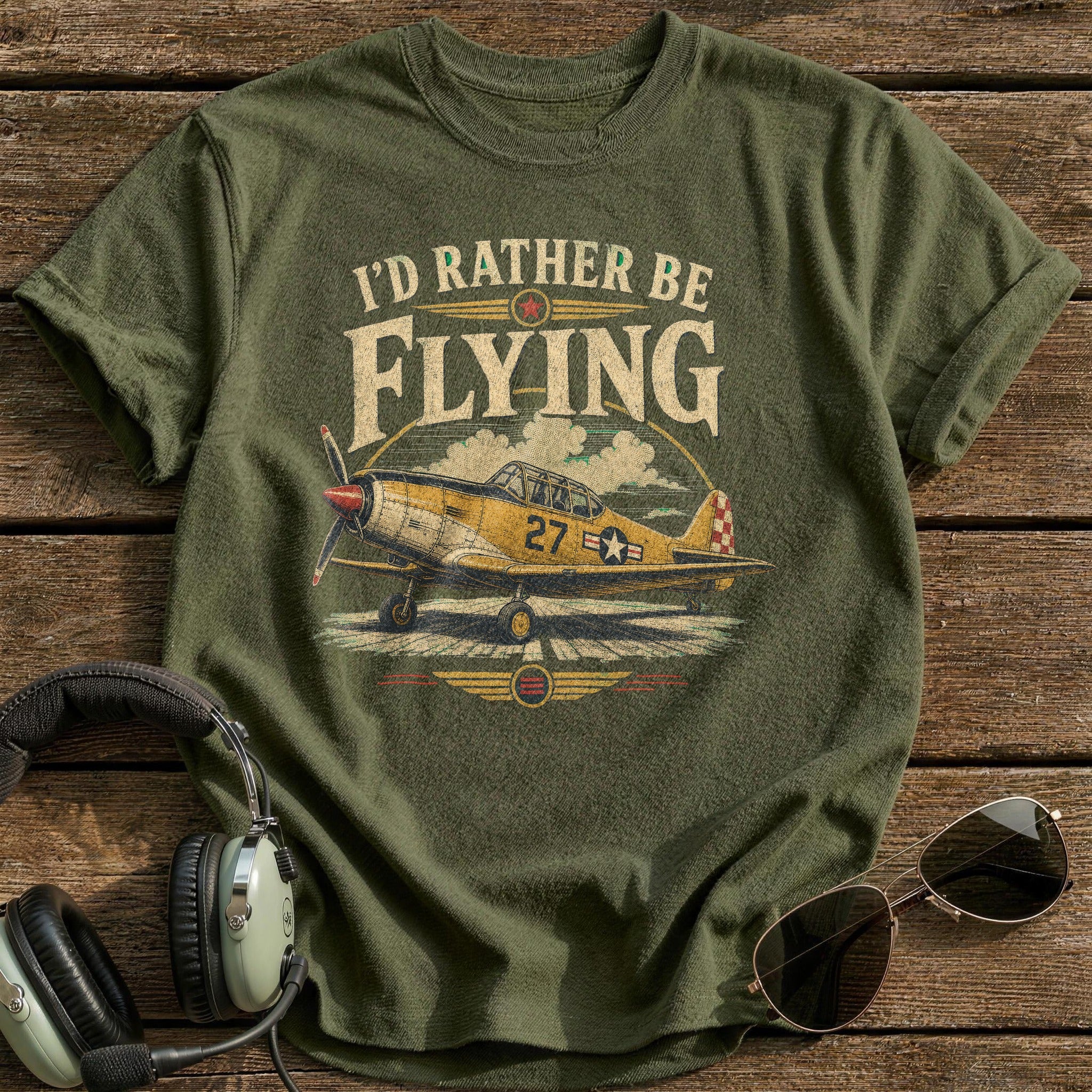 Rather Be Flying T-Shirt - Military Green