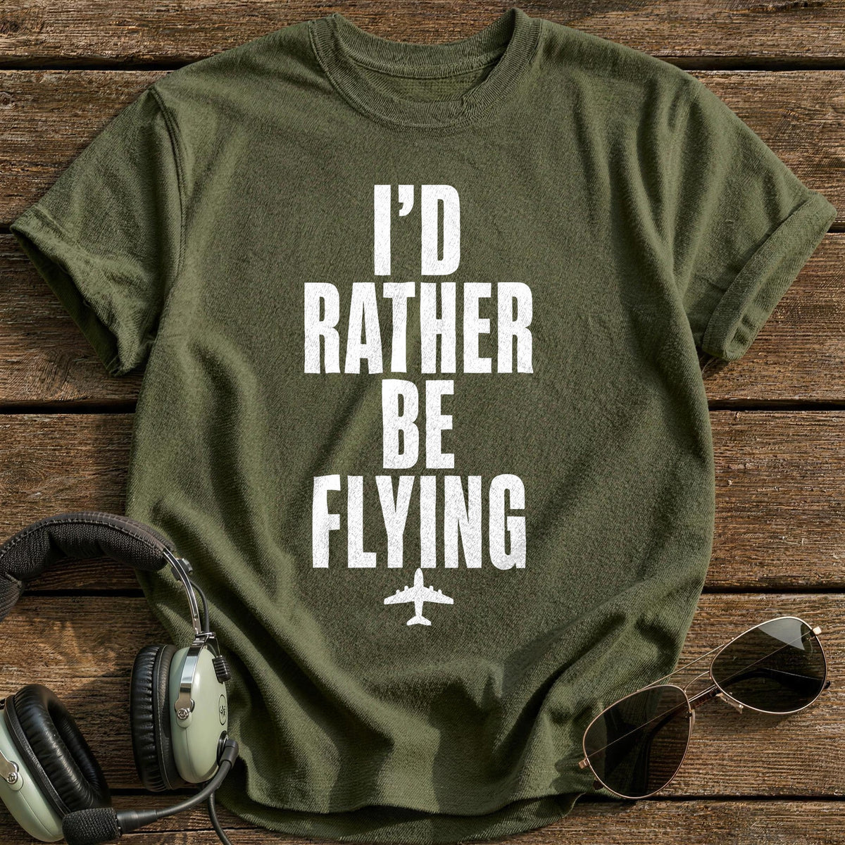 Rather Be Flying 85 T-Shirt - Military Green