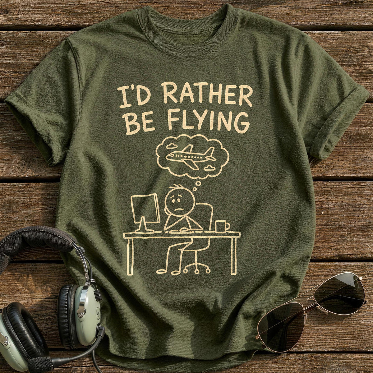 Rather Be Flying 86 T-Shirt - Military Green