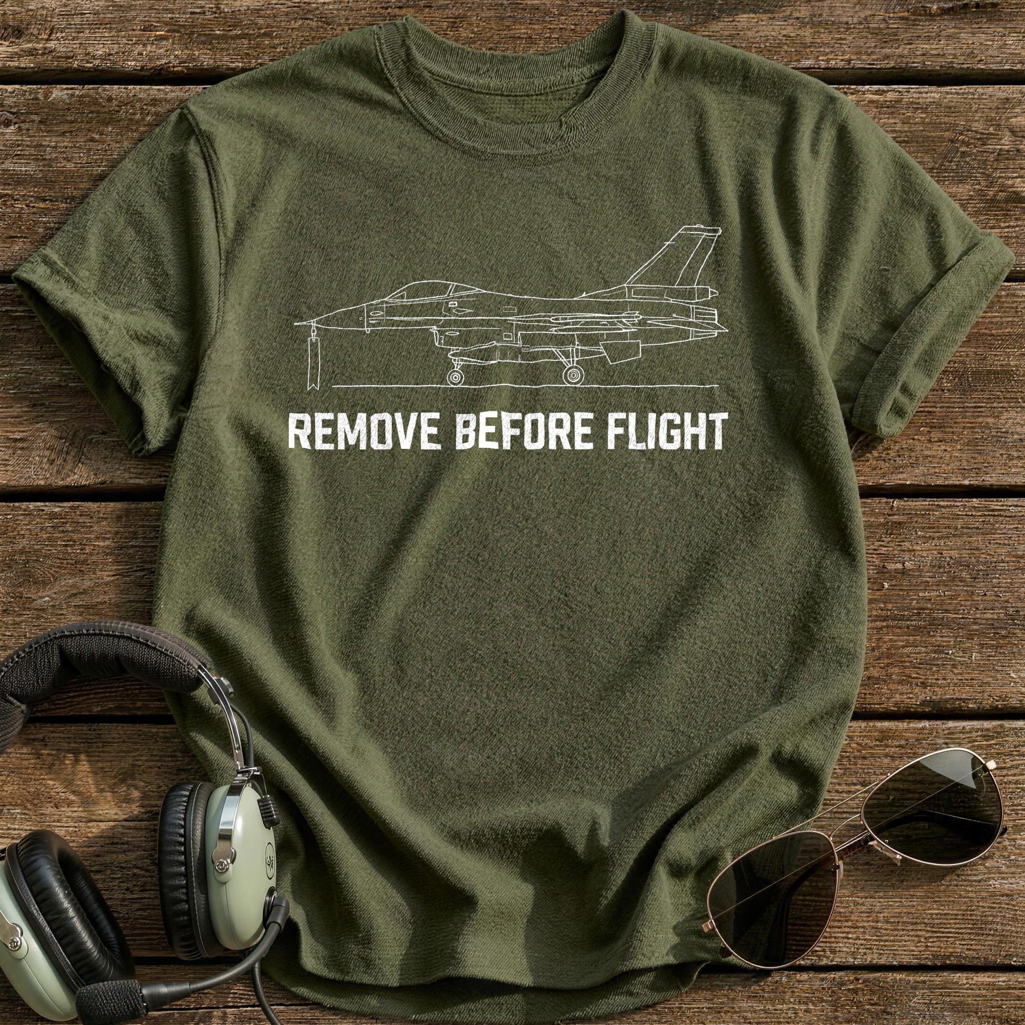 Remove Before Flight 59 T-Shirt - Military Green