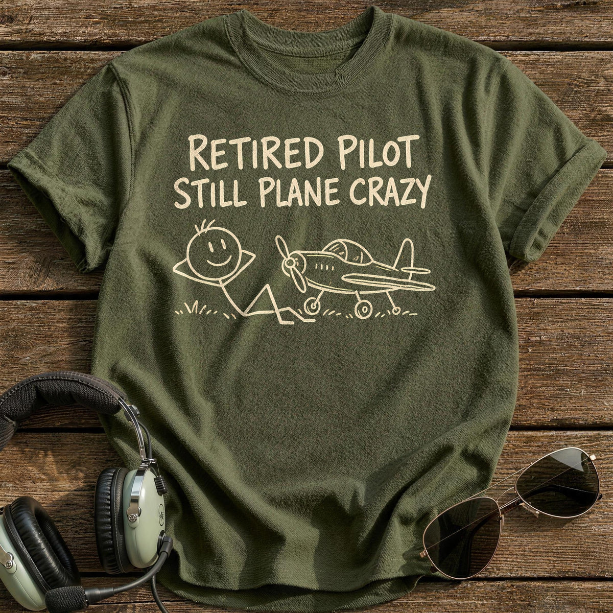 Retired Pilot 39 T-Shirt - Military Green