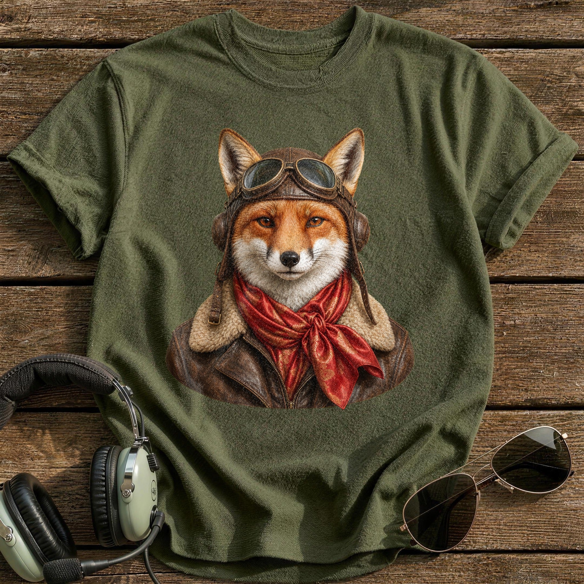 Scarf & Goggles T-Shirt - Military Green