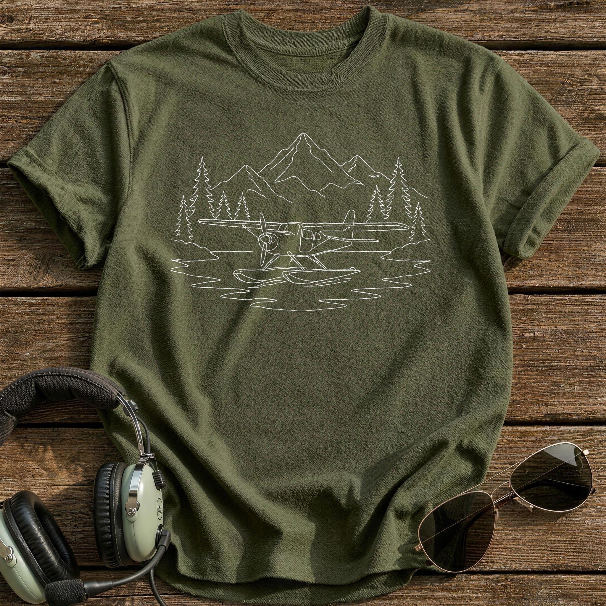 Seaplane Mountain Lake 37 T-Shirt - Military Green