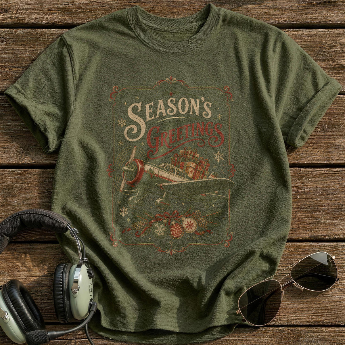 Season's Greetings 44 T-Shirt - Military Green