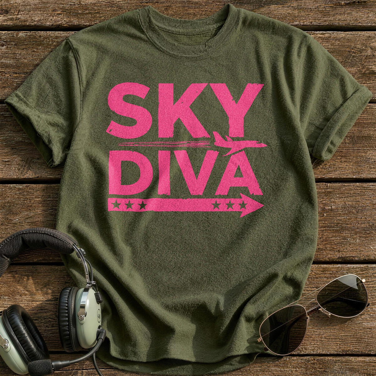 Sky Diva T-Shirt - Military Green