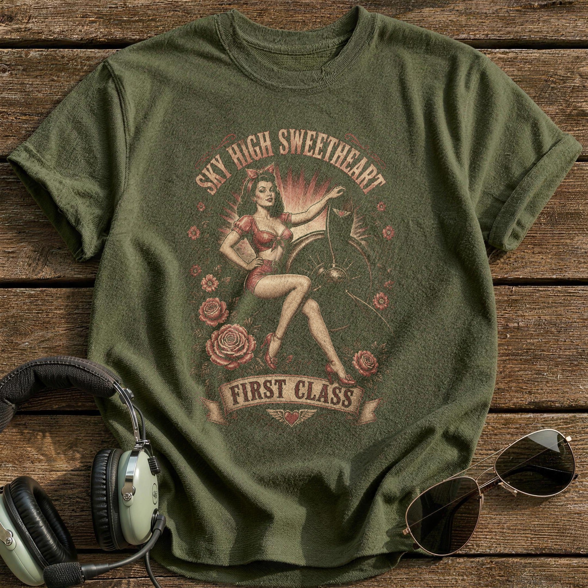 Sky High Sweetheart T-Shirt - Military Green