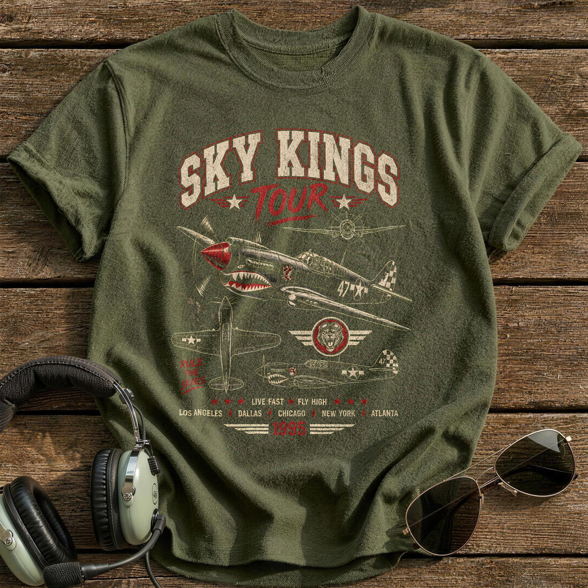 Sky Kings Tour Bootleg 23 T-Shirt - Military Green