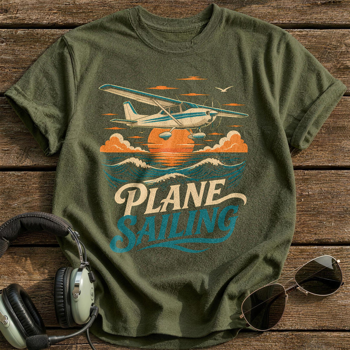Smooth Water Landing T-Shirt - Military Green