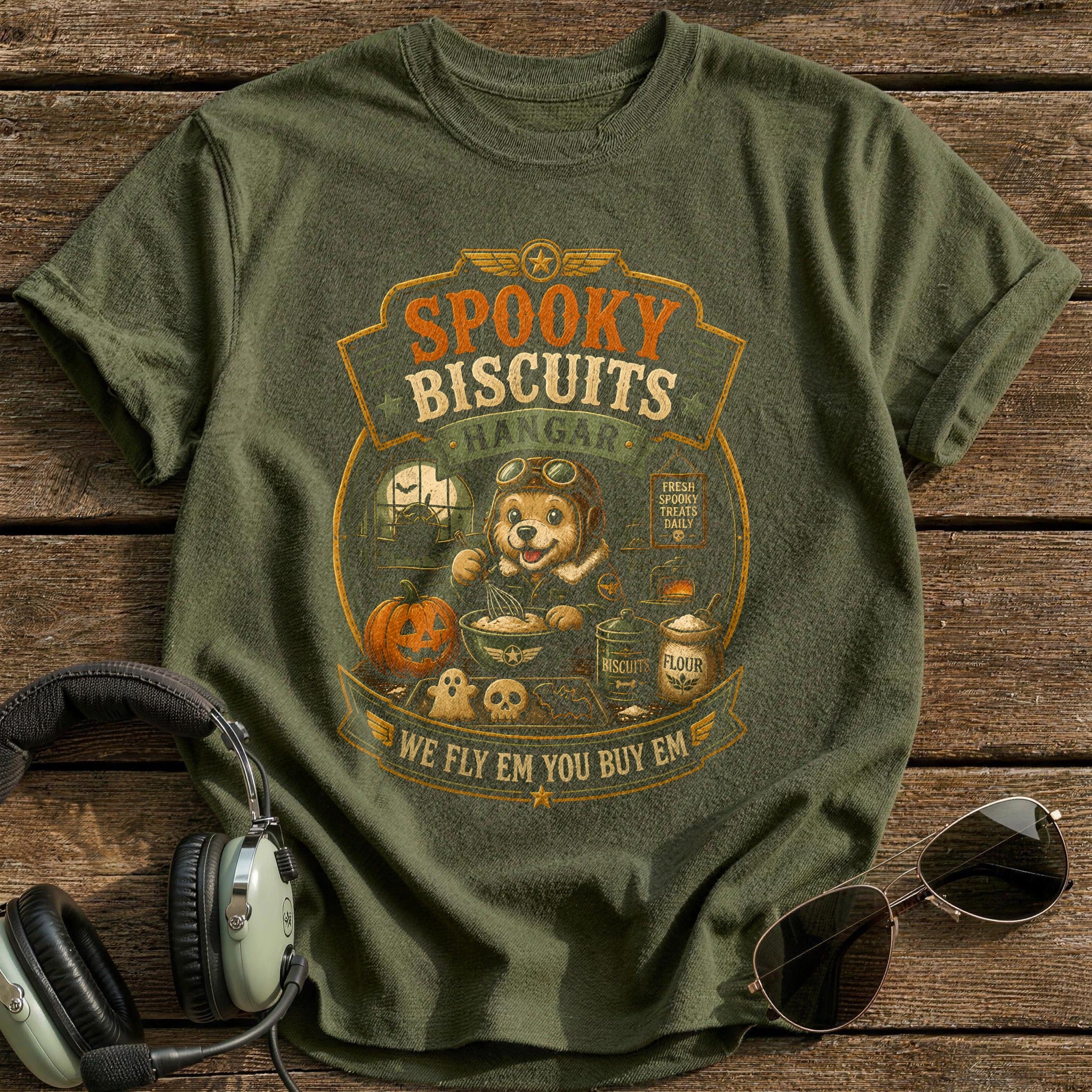 Spooky Biscuits Hangar 69 - Military Green