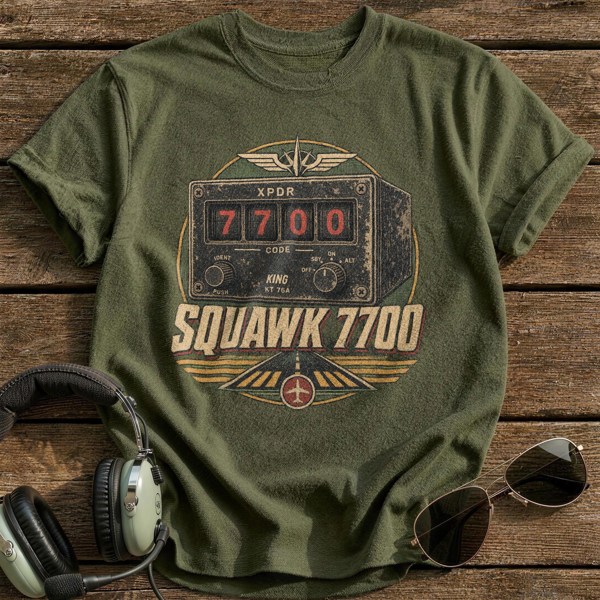 Squawk 7700 T-Shirt - Military Green