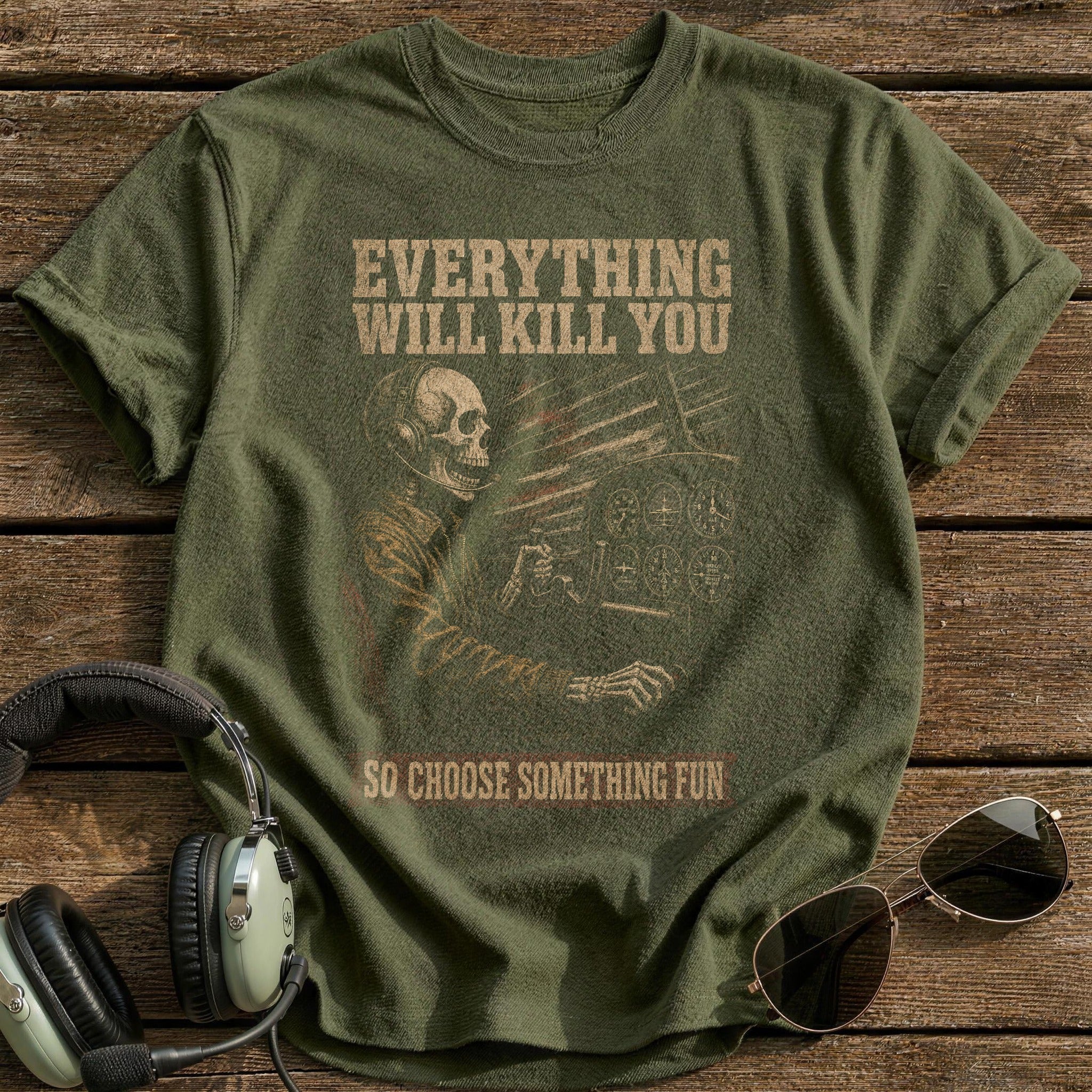 Stick & Throttle T-Shirt - Military Green