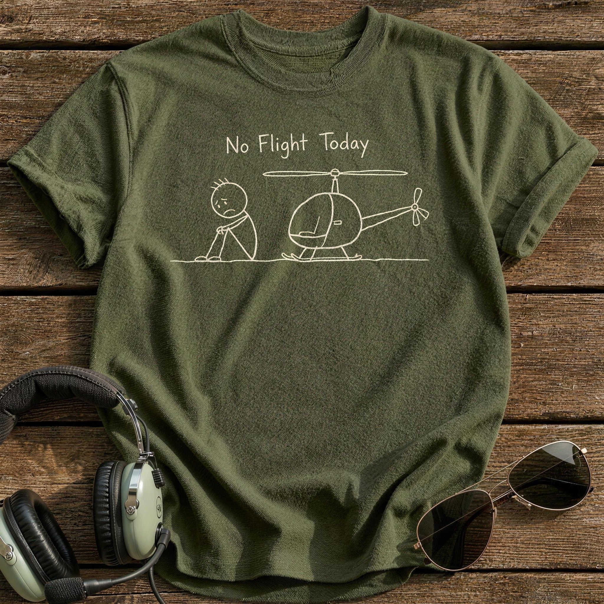 Stickman Helicopter No Flight Today 49 - Military Green