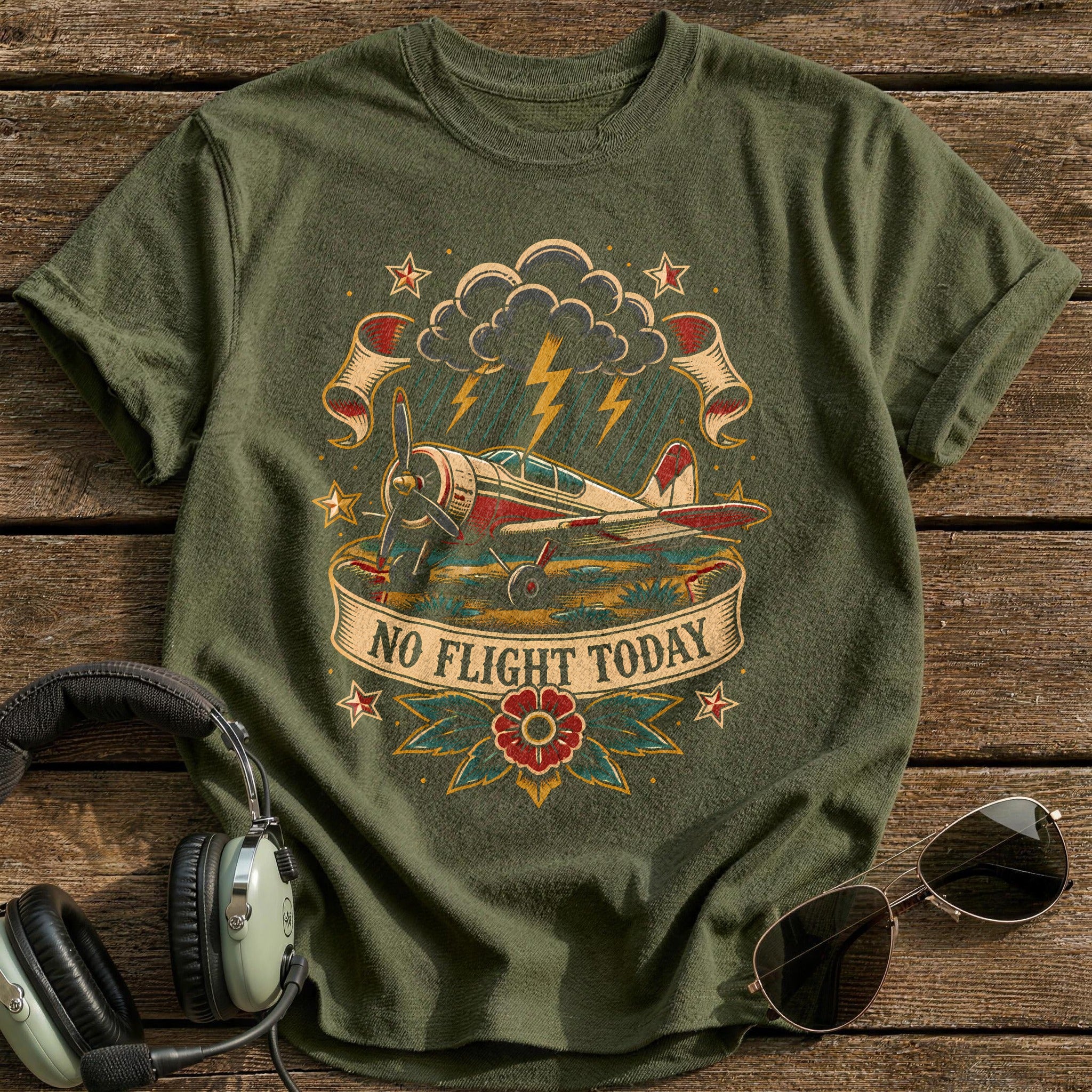 Tattoo Flash No Flight Today 17 - Military Green
