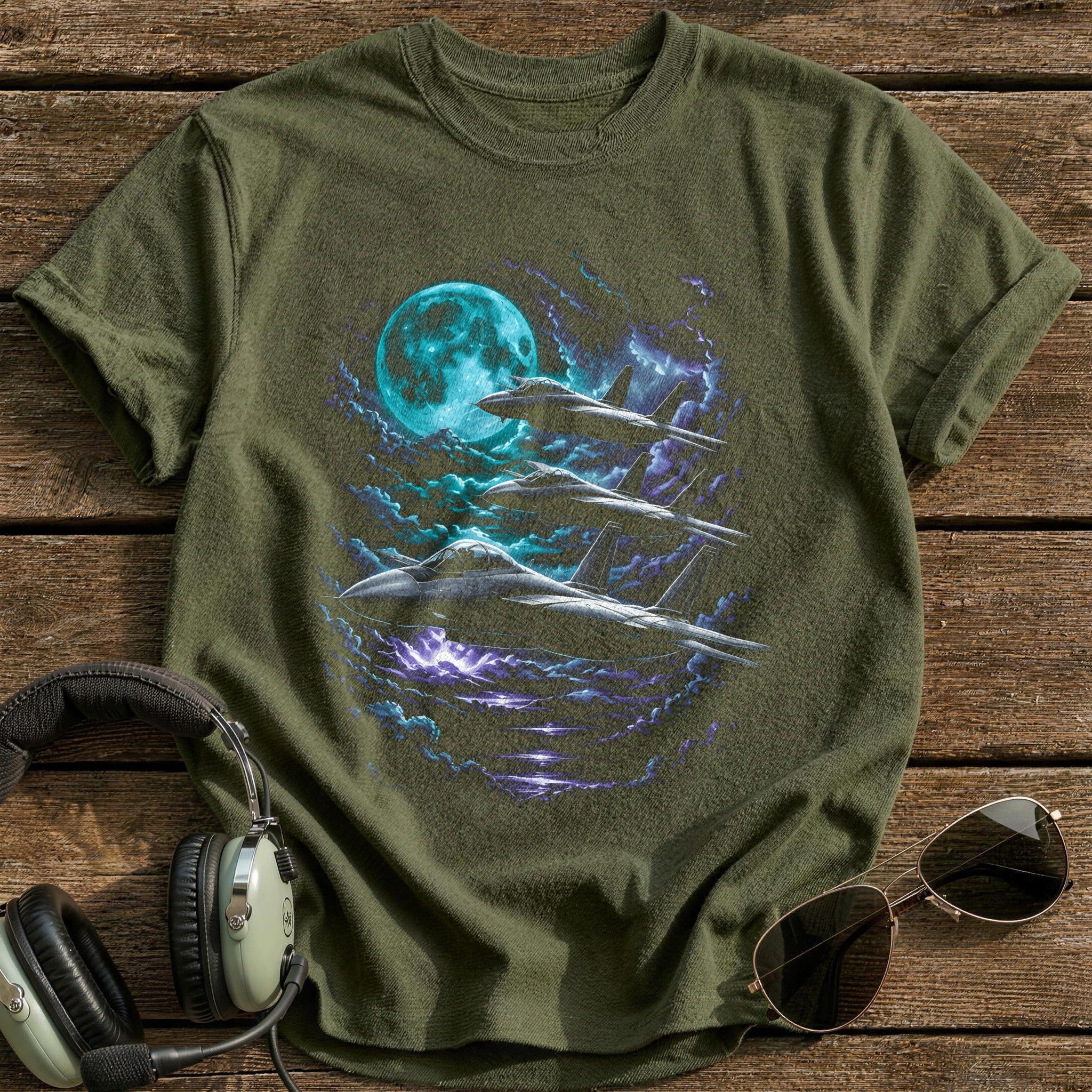Teal Moon Formation T-Shirt - Military Green
