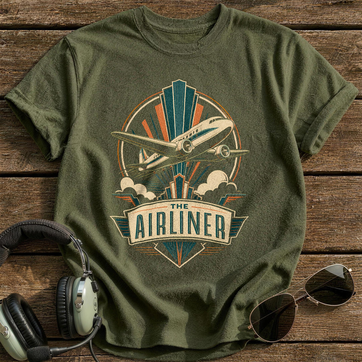 The Airliner Deco 47 T-Shirt - Military Green