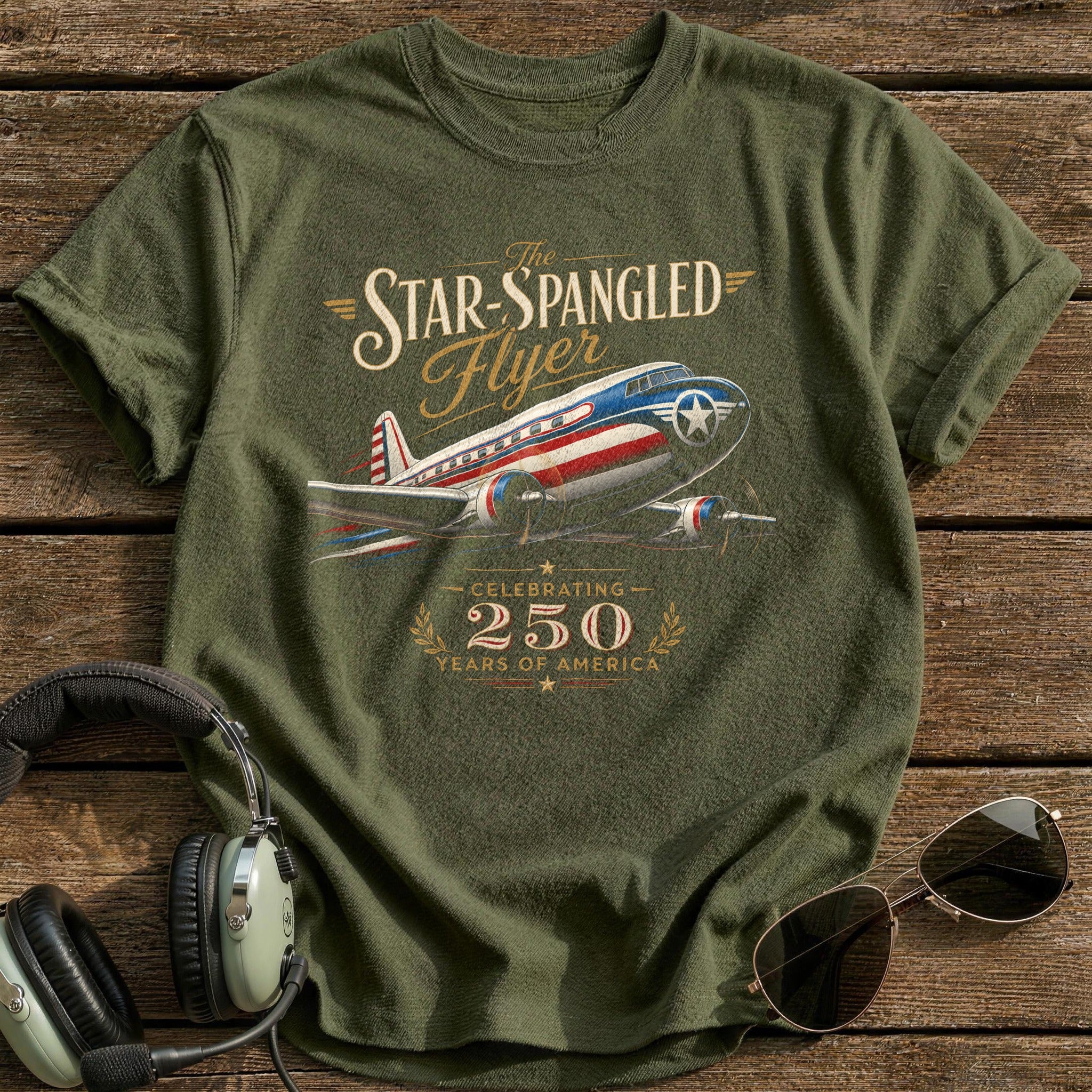 The Star-Spangled Flyer T-Shirt - Military Green