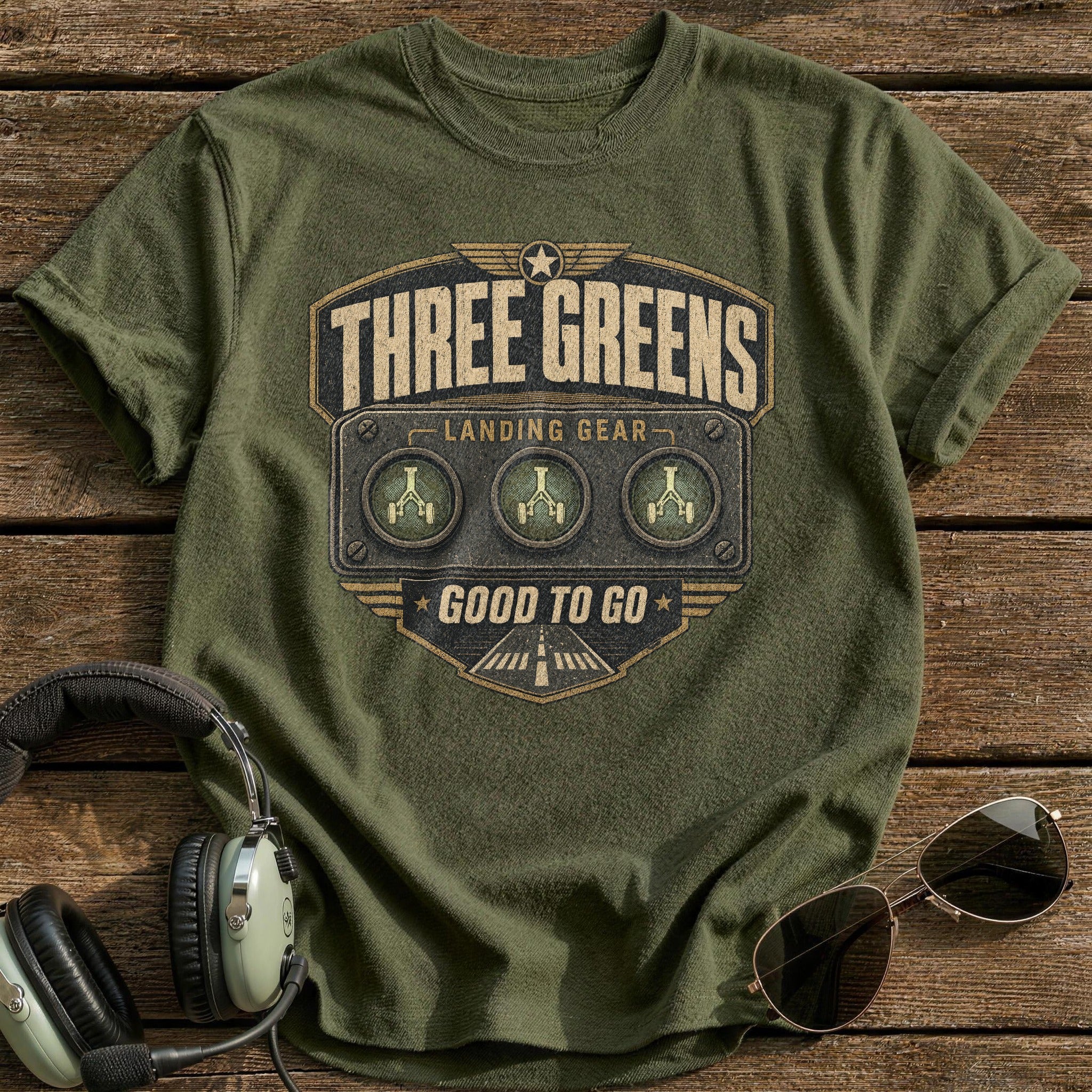 Three Greens T-Shirt - Military Green
