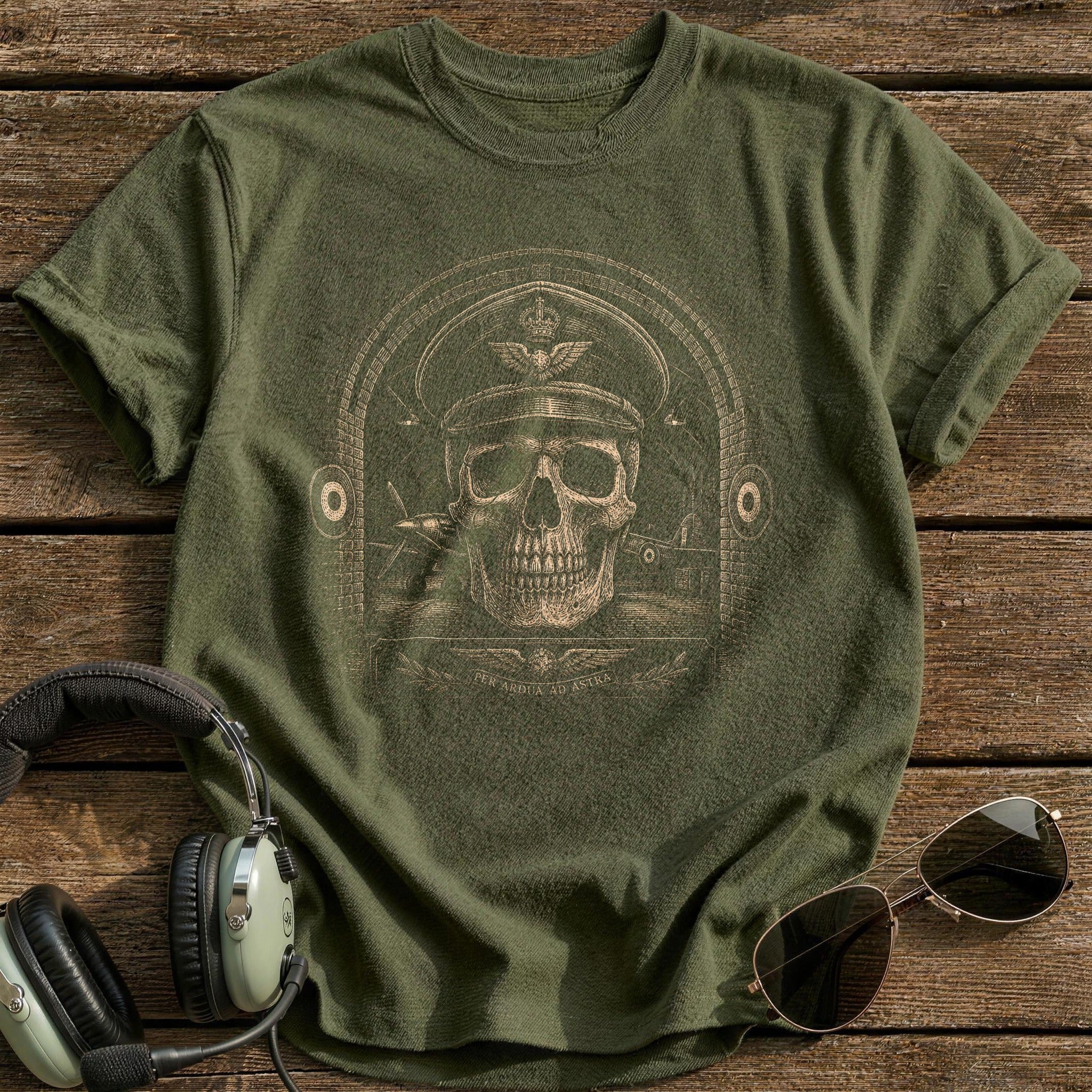 Tunnel Skull Pilot Cap T-Shirt - Military Green