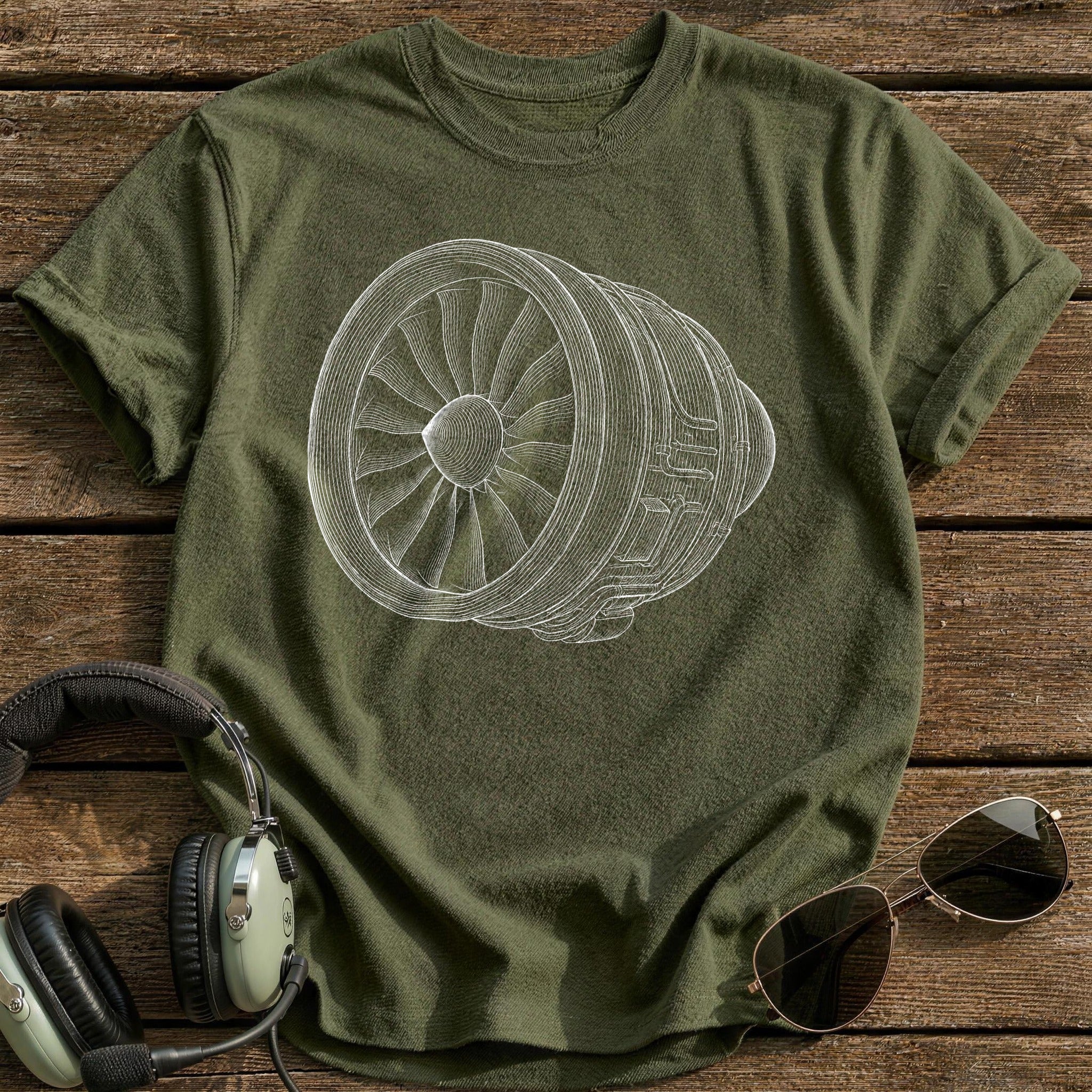 Turbofan Engine 49 T-Shirt - Military Green