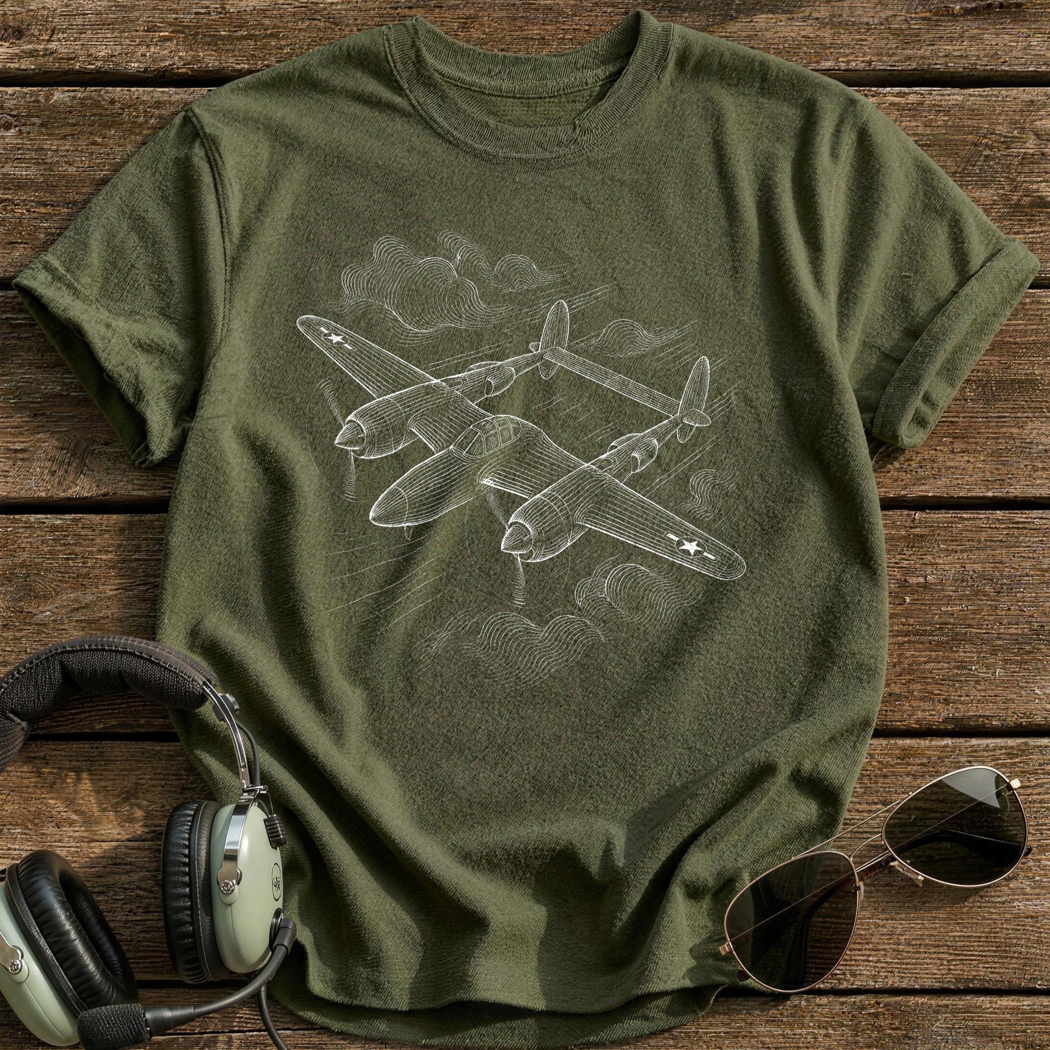 Twin Boom Fighter 90 T-Shirt - Military Green