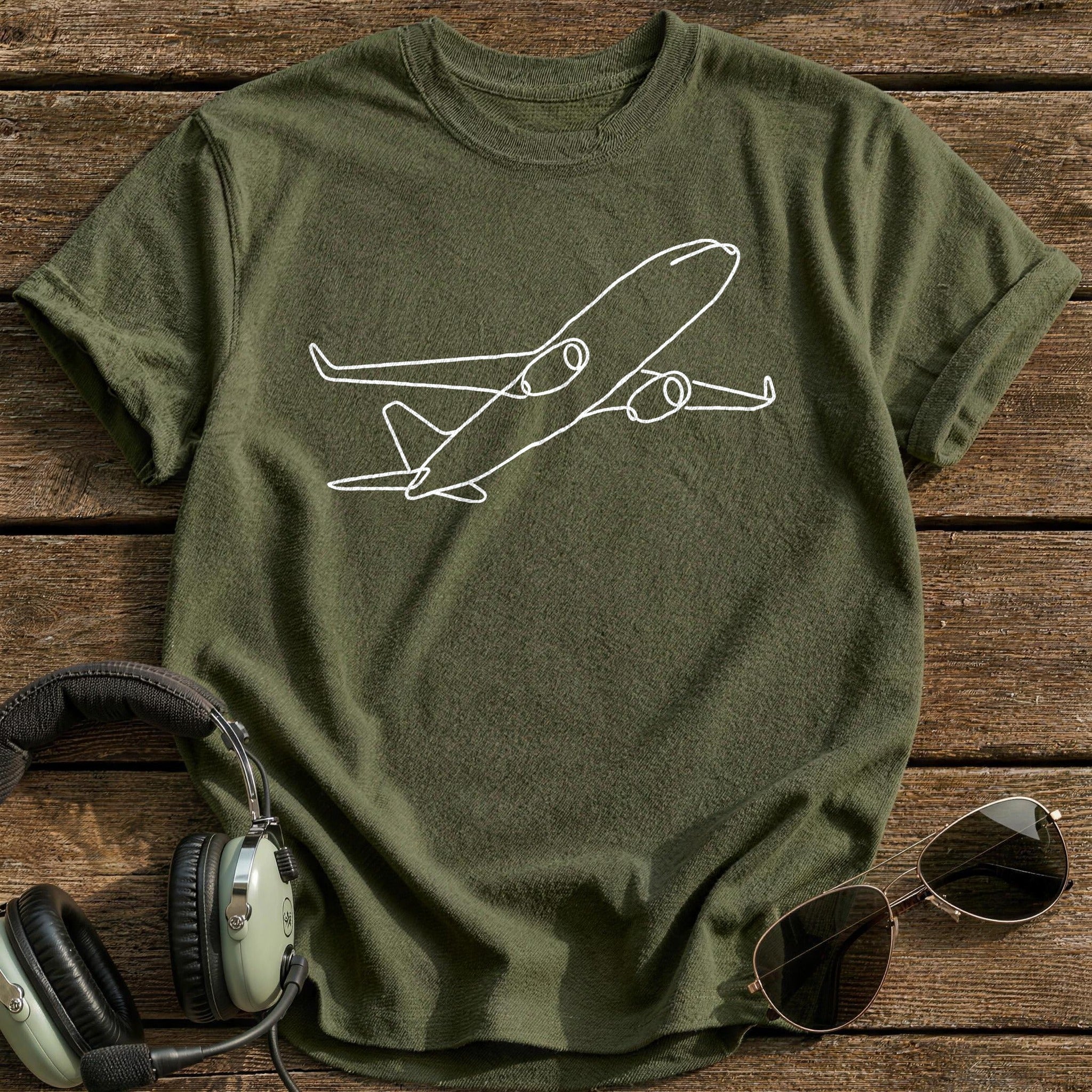 Twin Engine Line Study T-Shirt - Military Green