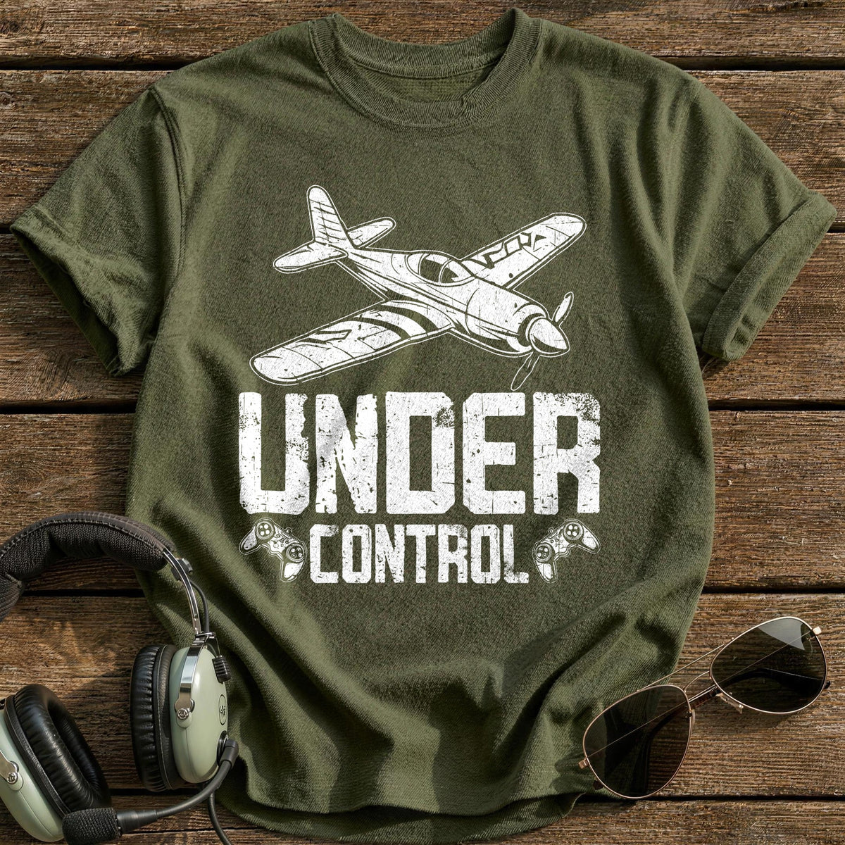 Under Control RC Plane T-Shirt - Military Green