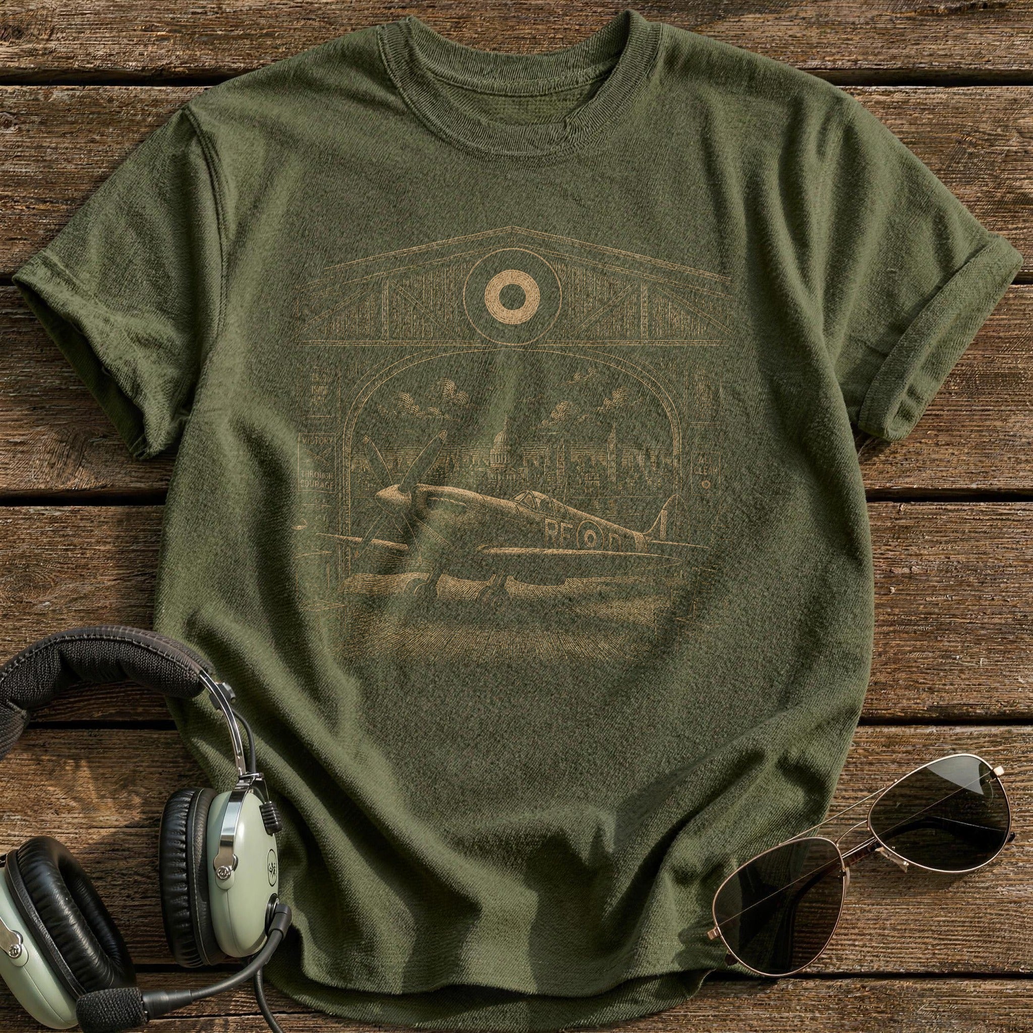 Underground Hangar Plane T-Shirt - Military Green