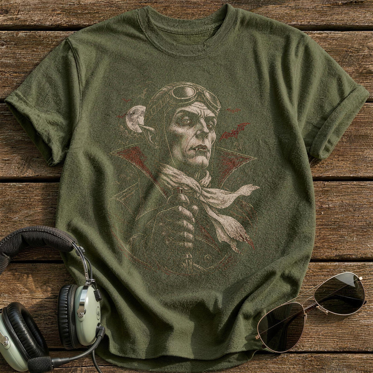 Vampire Etched 98 T-Shirt - Military Green