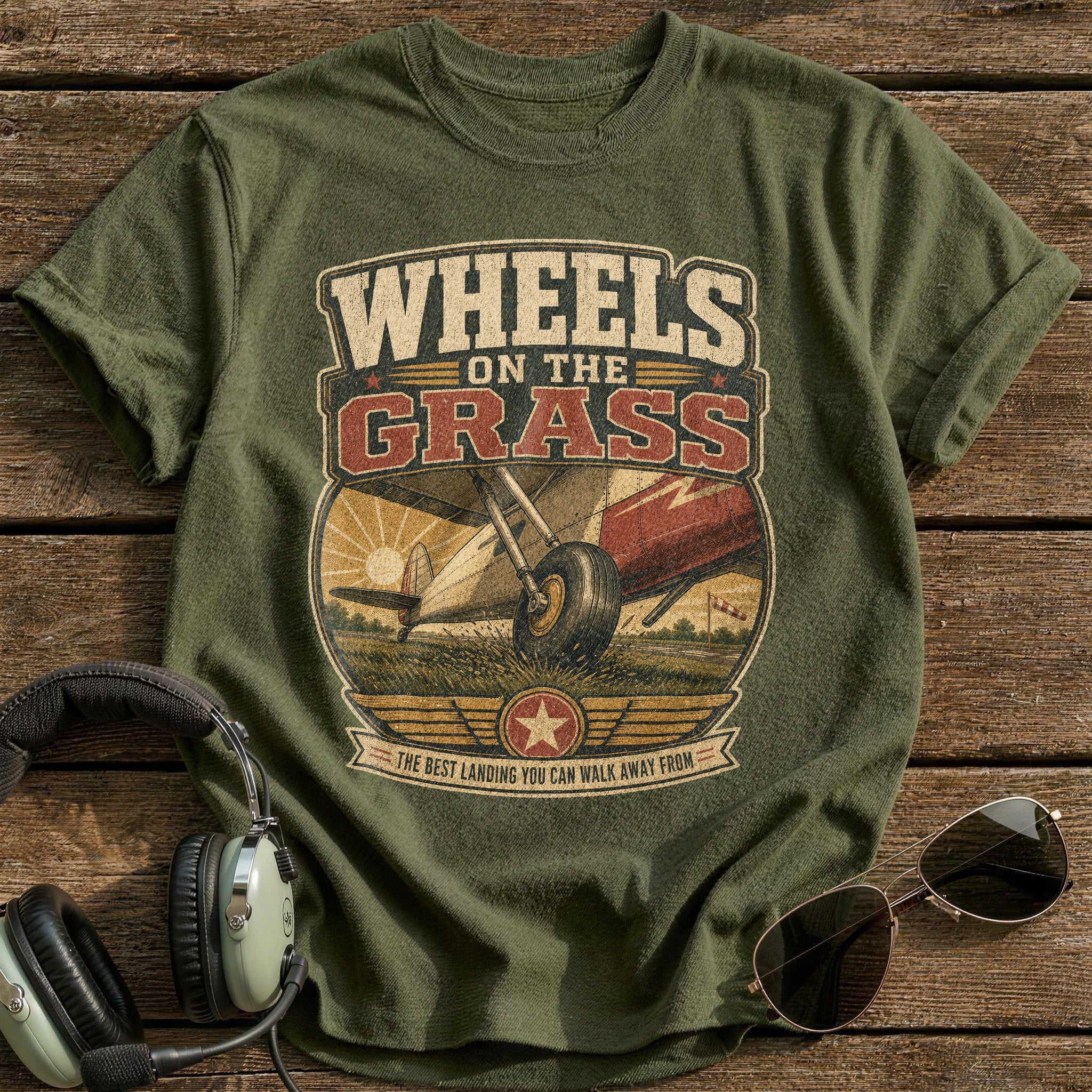 Walking Away Fine T-Shirt - Military Green