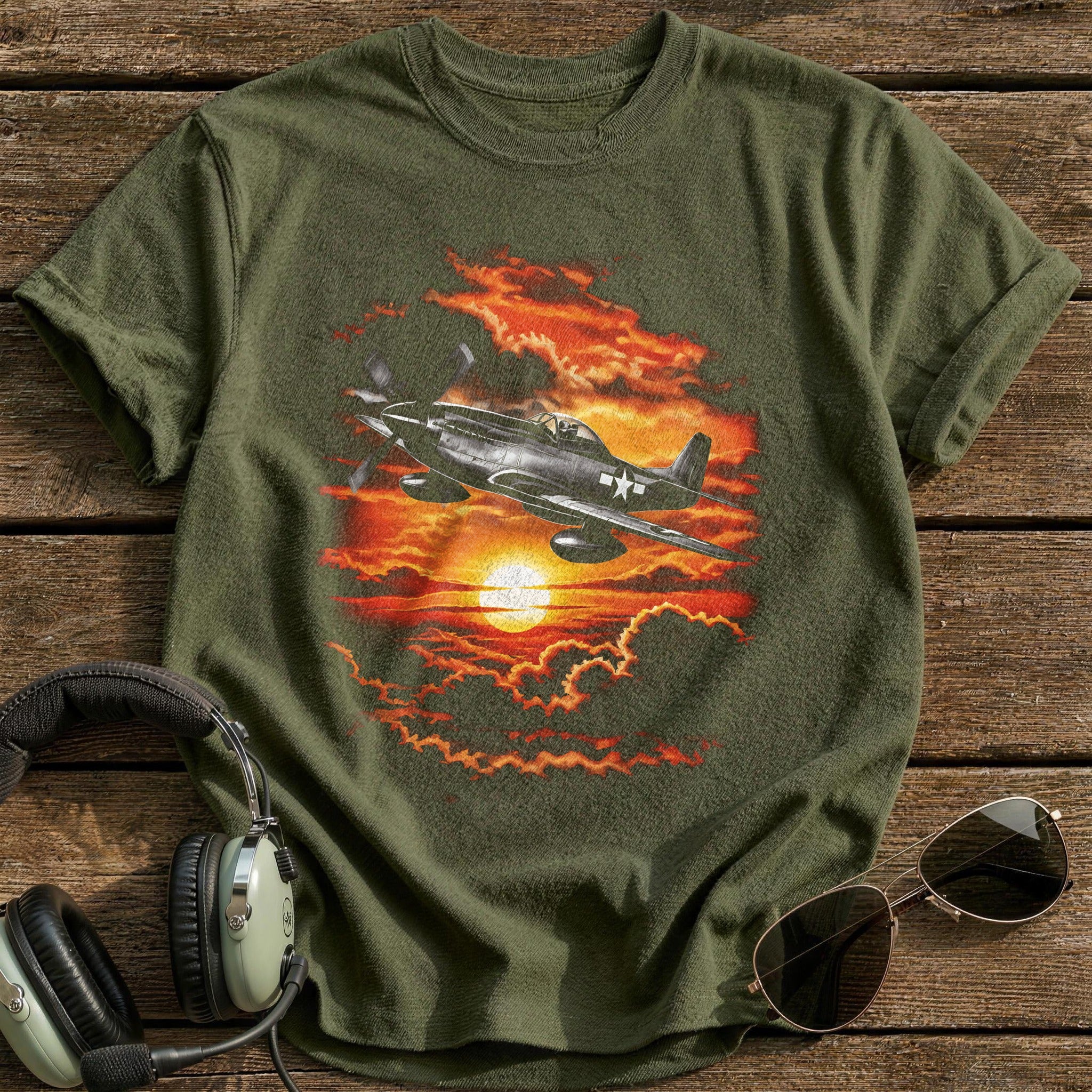 Warbird Sunset T-Shirt - Military Green