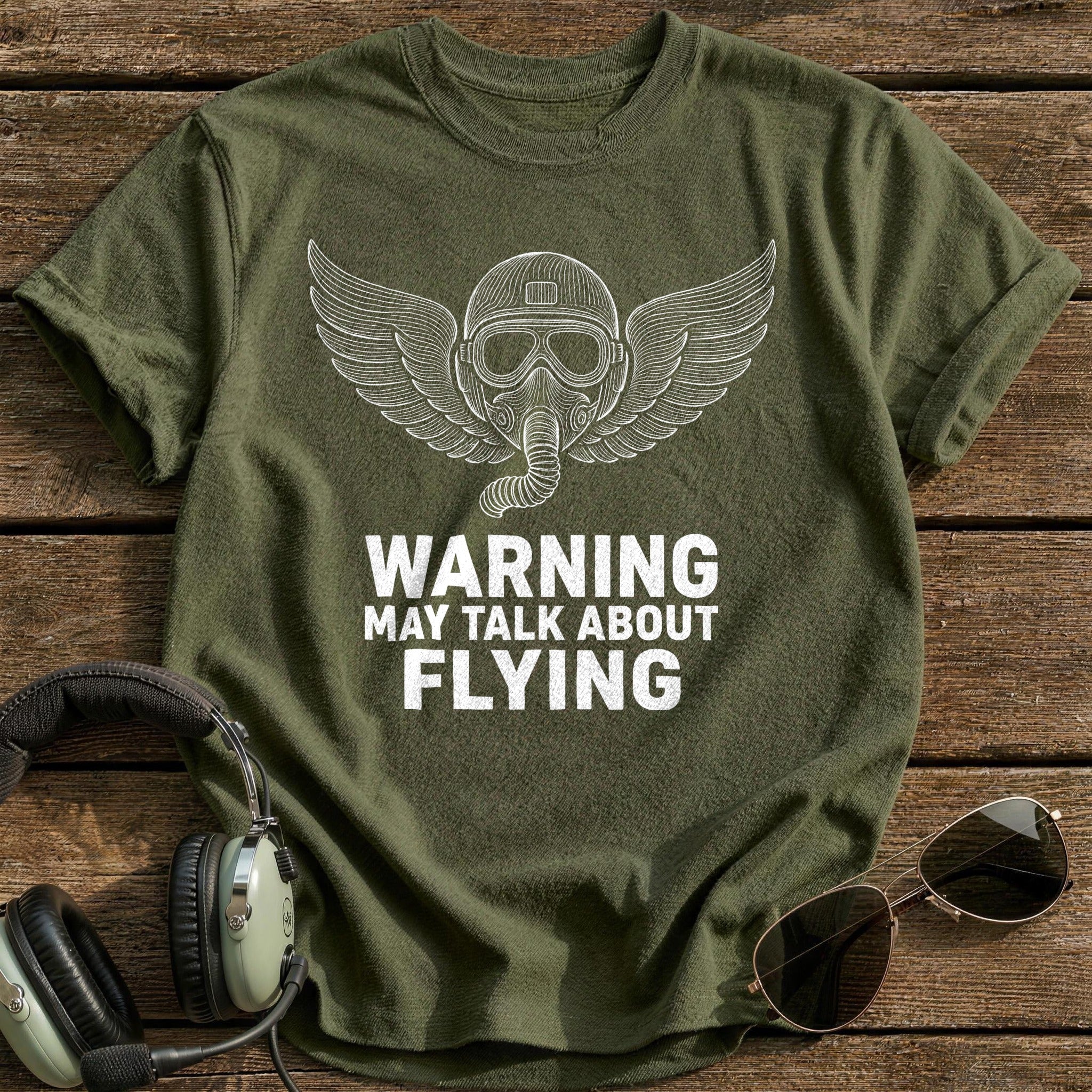Warning Talk Flying 82 T-Shirt - Military Green