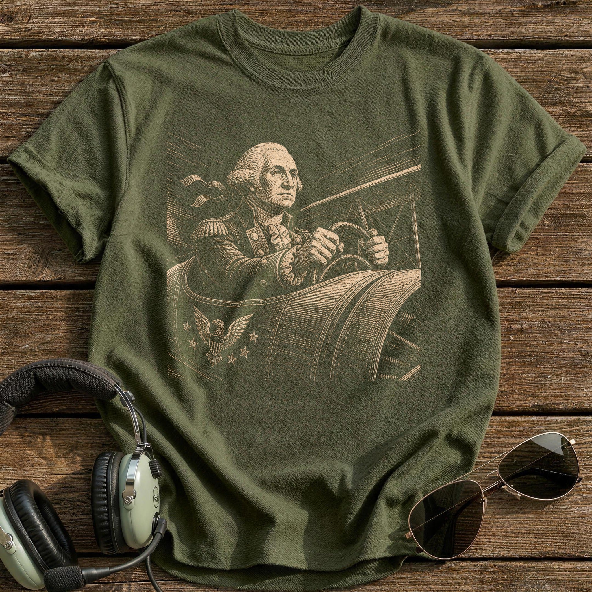 Washington At The Stick T-Shirt - Military Green