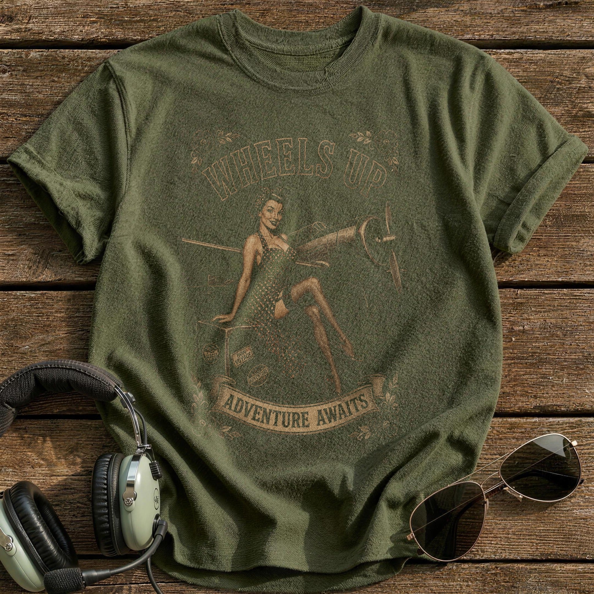 Wheels Up T-Shirt - Military Green