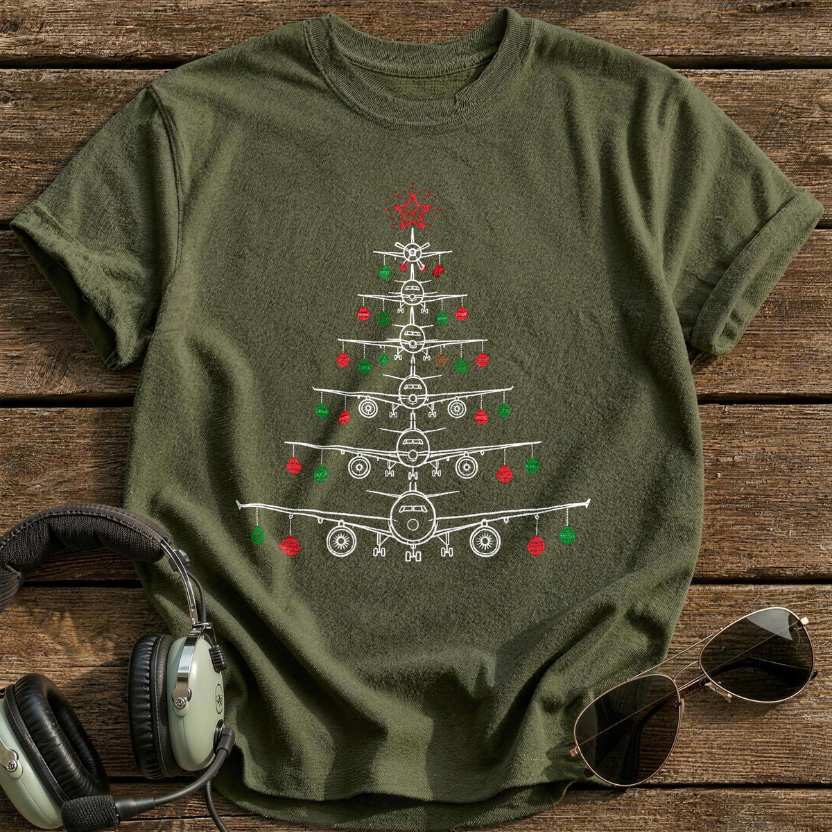 Whiteline Plane Tree Baubles 69 T-Shirt - Military Green