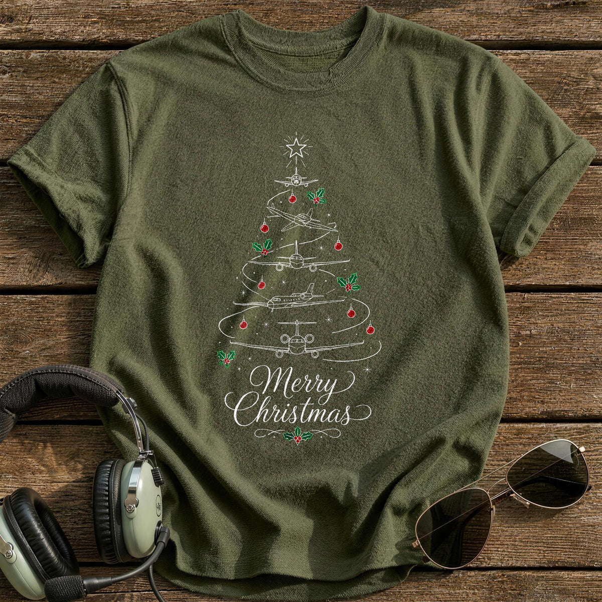 Whiteline Plane Tree Script 99 T-Shirt - Military Green