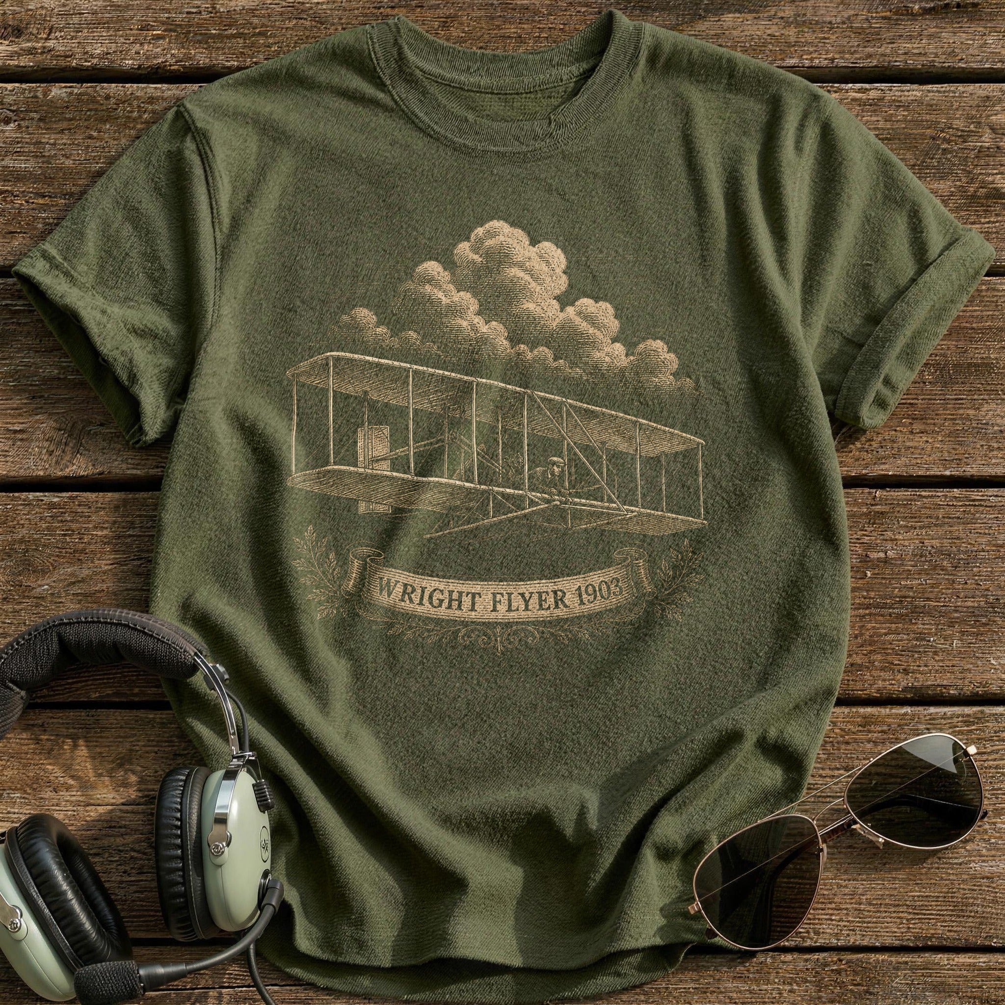 Wright Flyer Est Plaque T-Shirt - Military Green