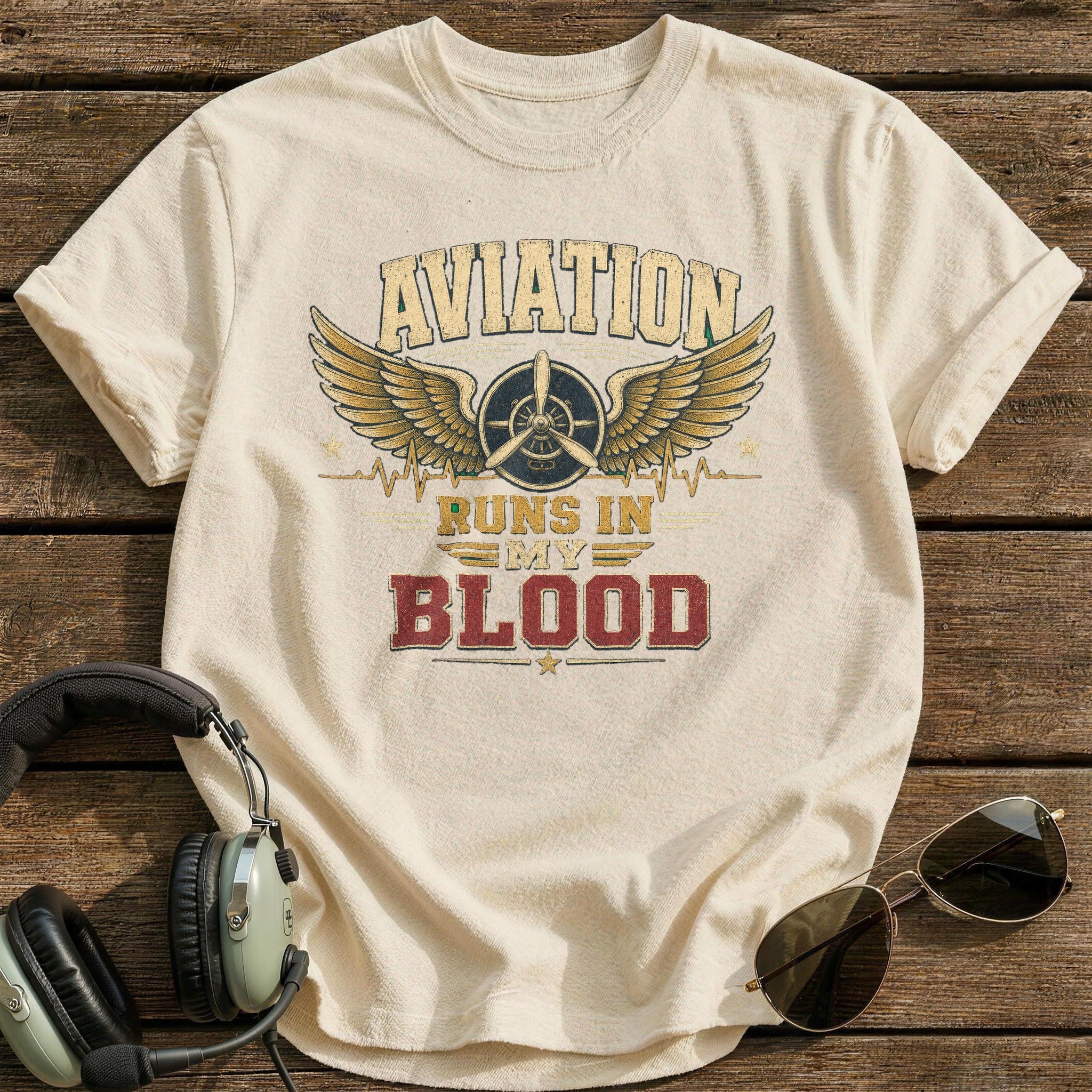 Aviation Runs Deep T-Shirt - Natural