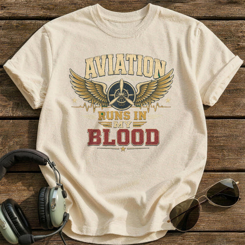 Aviation Runs Deep T-Shirt - Natural